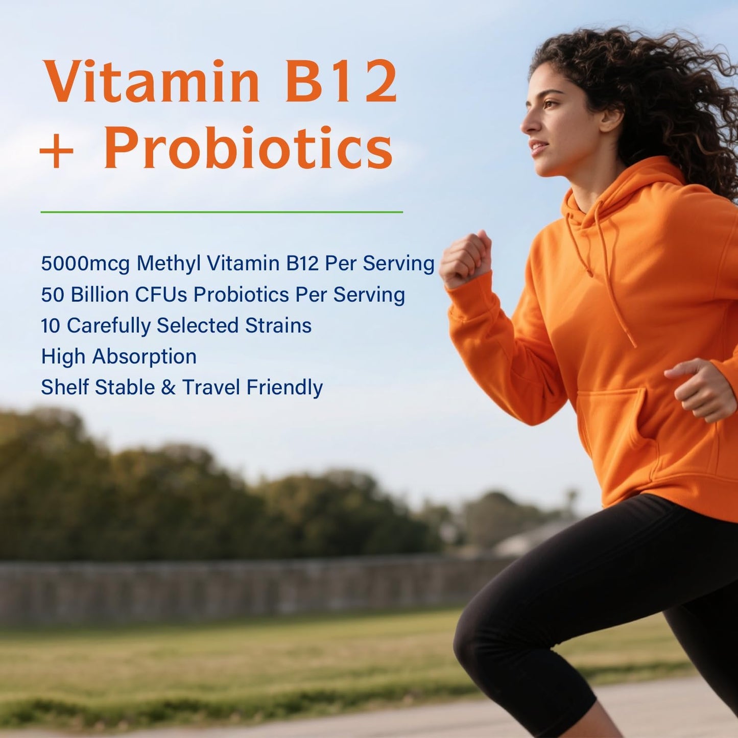 Innate Vitality Vitamin B12 & Probiotics Bioactive Methyl B12 5000 mcg with 50 Billion CFUs from 10 Probiotic Strains, for Gut, Immune & Energy, 60 Capsules