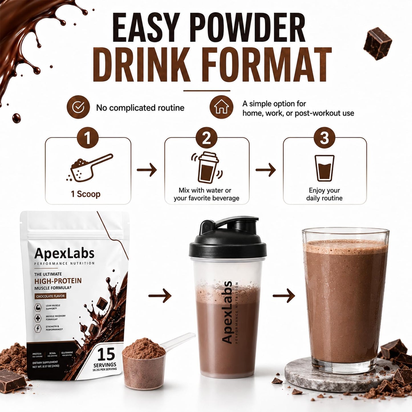 Apex Labs Muscle Muscle Powder Chocolate Powder, 1 Ounce