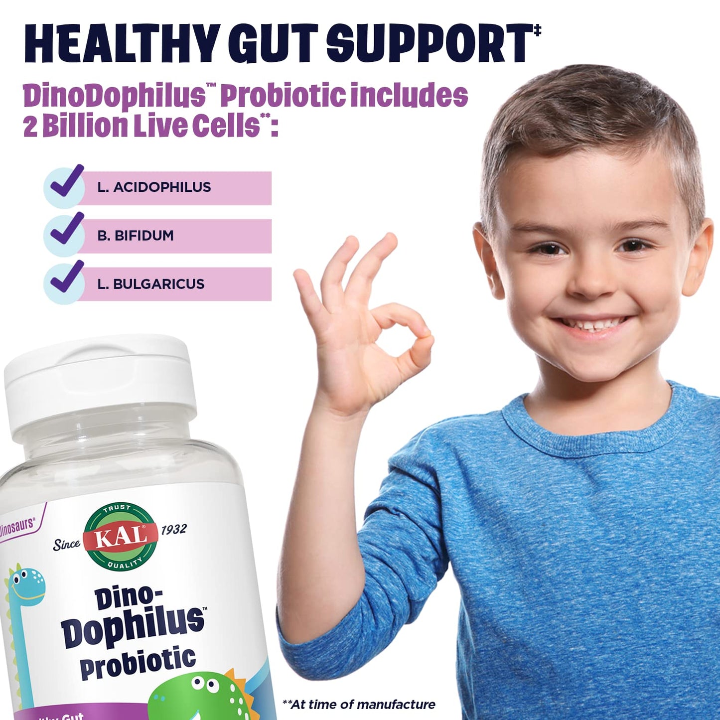 KAL DinoDophilus Probiotics for Kids Chewable 60 Chews