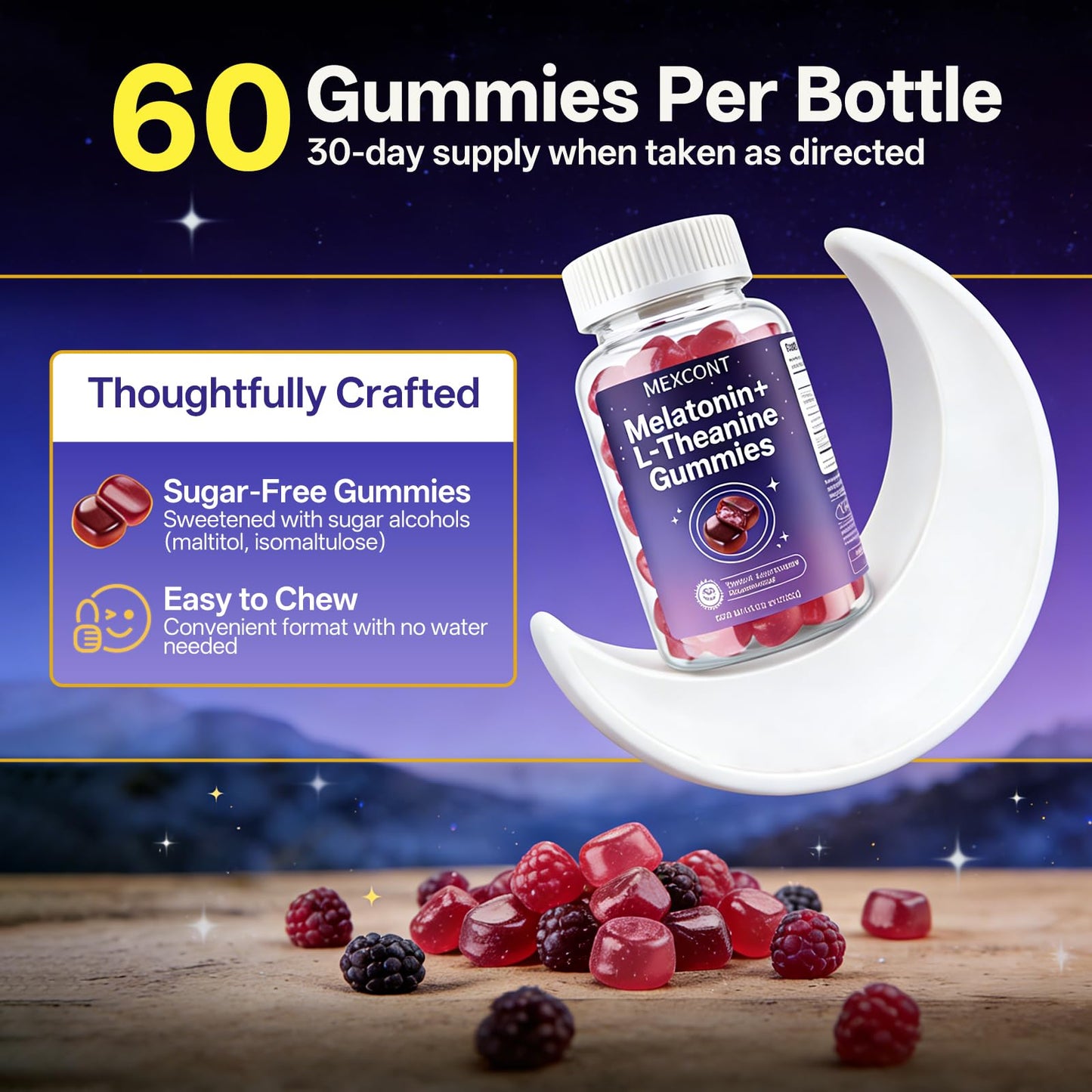 Oopeatol Melatonin Gummies for Adults, 12 mg per Serving, 30 mg L-Theanine, Sugar Free, 60 Count