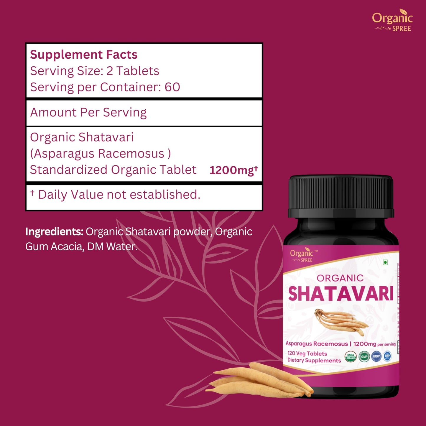ORGANIC SPREE Shatavari Tablets 120