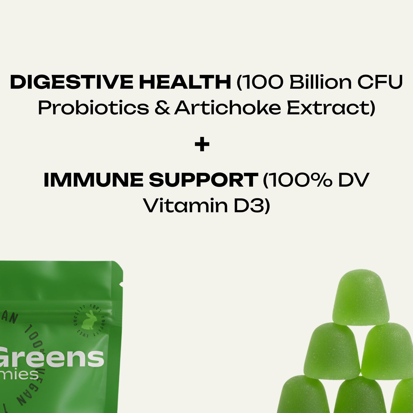 VeganGreens Vegan Sugar-Free Super Greens Gummies with Probiotics – Plant-Based Multivitamin Support for Gut Health, Immunity & Energy, Green Apple Flavor, 120 Gummies