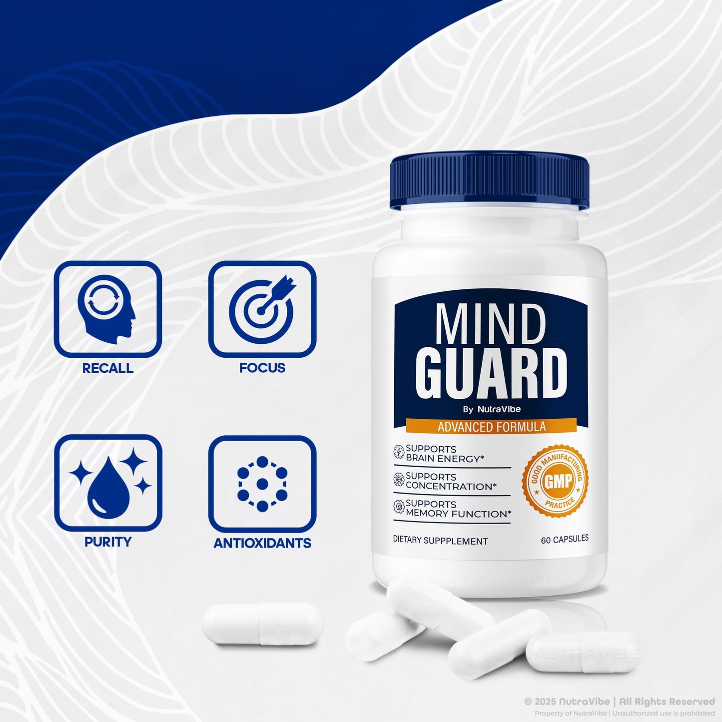 NutraVibe Mind Guard Daily Focus & Memory Support Capsules 120