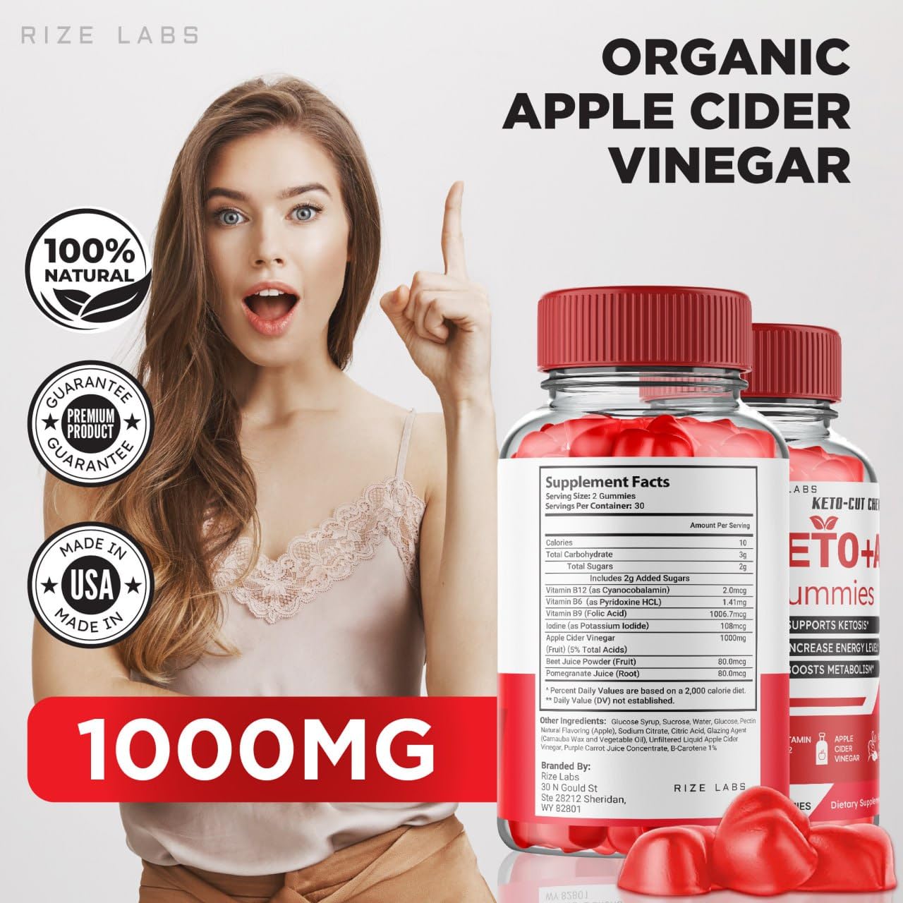 Rize Labs Keto-Cut Chews ACV Gummies 300