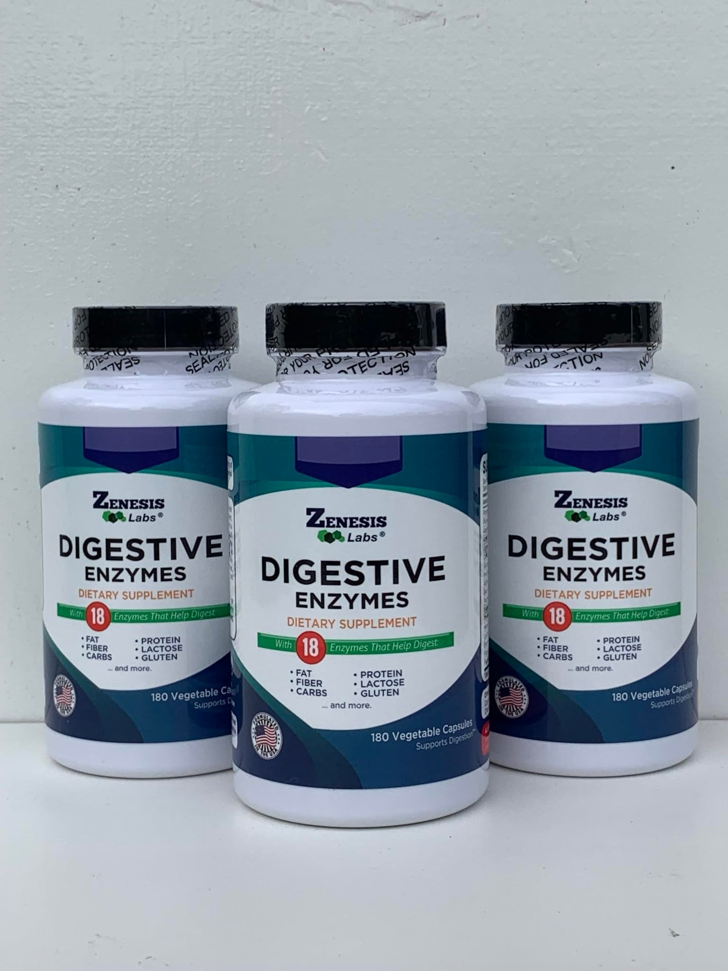 Zenesis Labs Digestive Enzymes with Amylase, Bromelain, Protease, Lipase, and 14 Other Enzymes, 180 Capsules