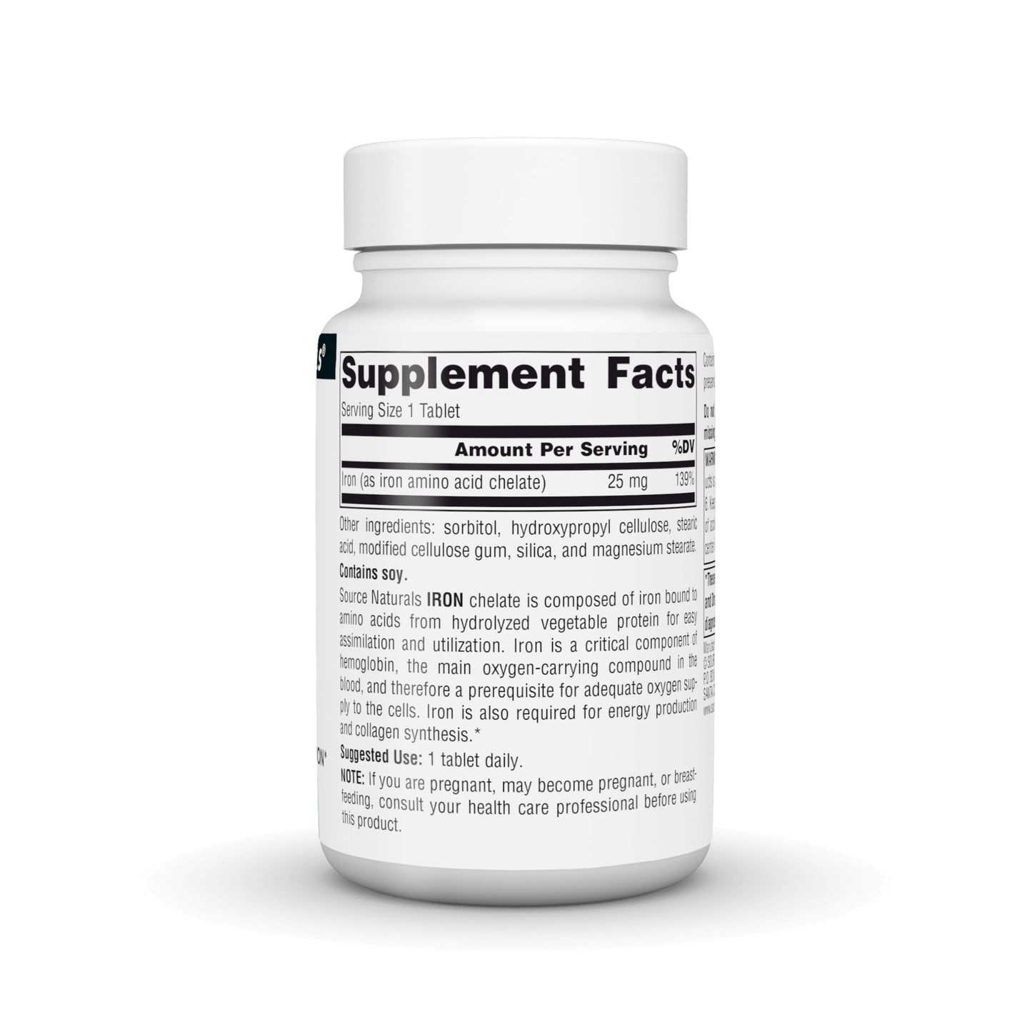 Source Naturals Iron, Amino Acid Chelate 25mg 100 Tablets