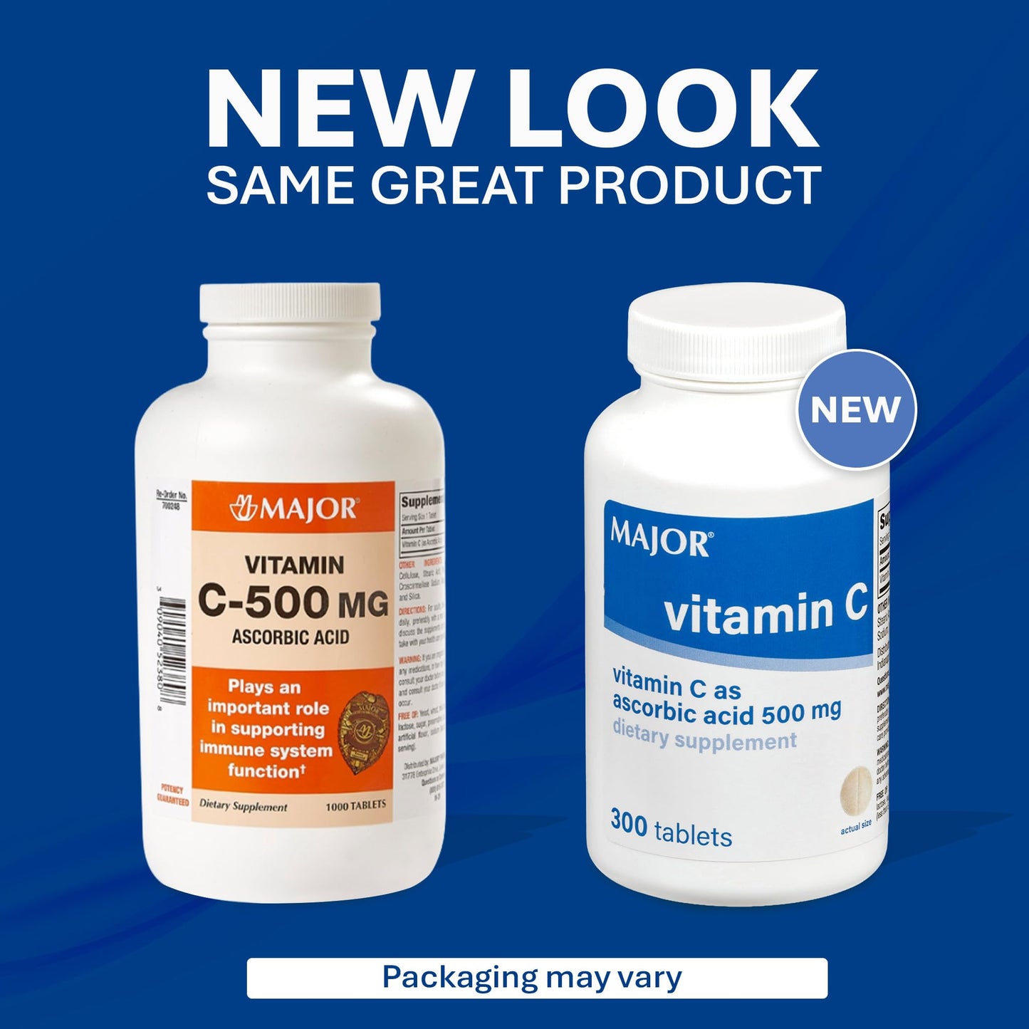 MAJOR Vitamin C 500 mg Ascorbic Acid Tablets, 300 Count