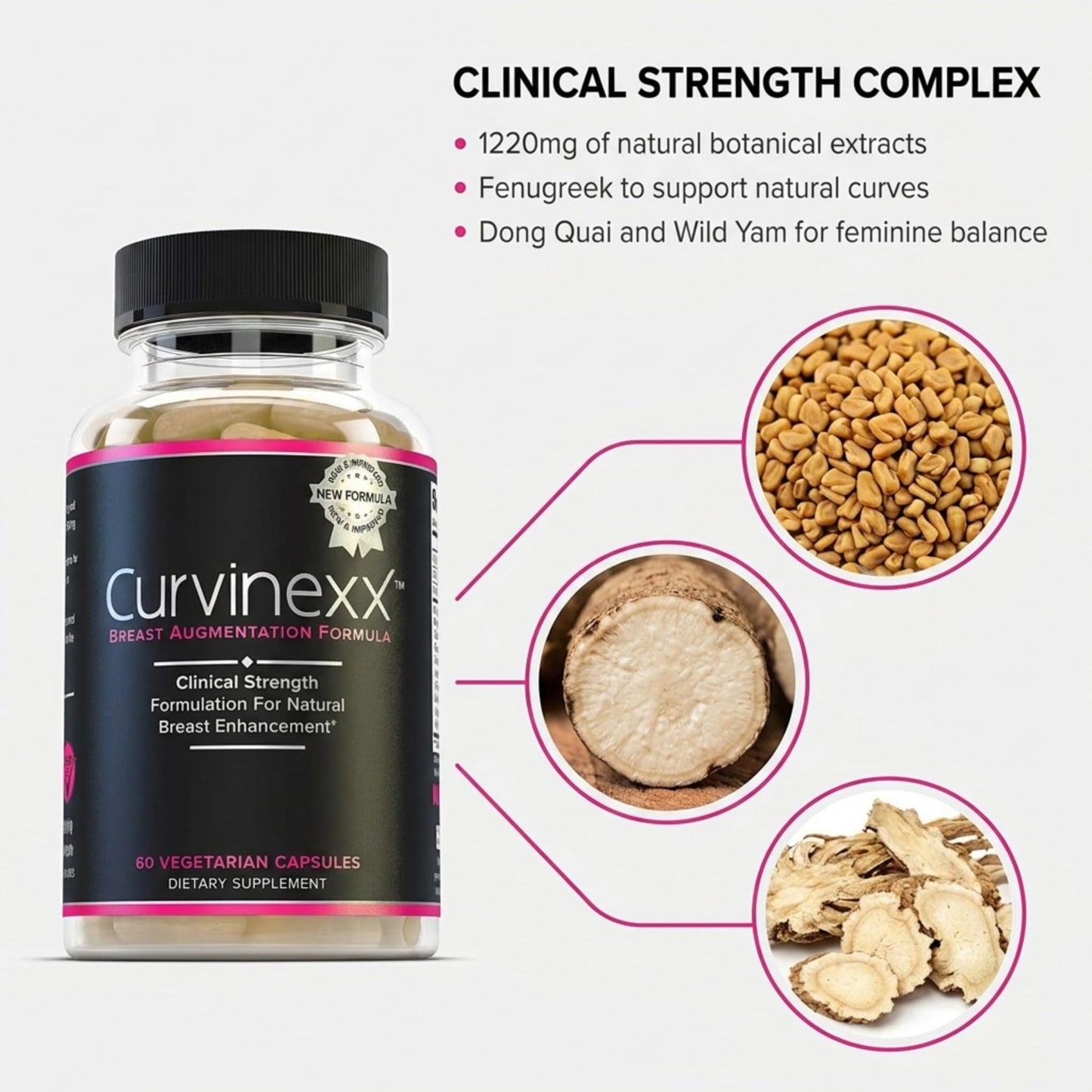 Vivid Health Nutrition Curvinexx Natural Enhancement Supplement for Women Capsule 60 Count