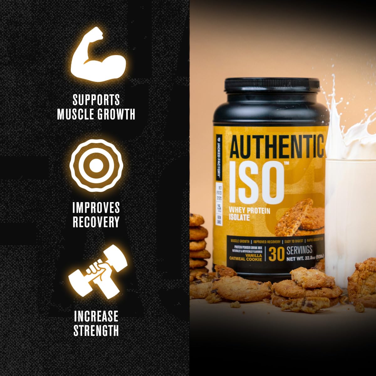 Jacked Factory ISO Whey Protein Isolate Powder, 30 Servings
