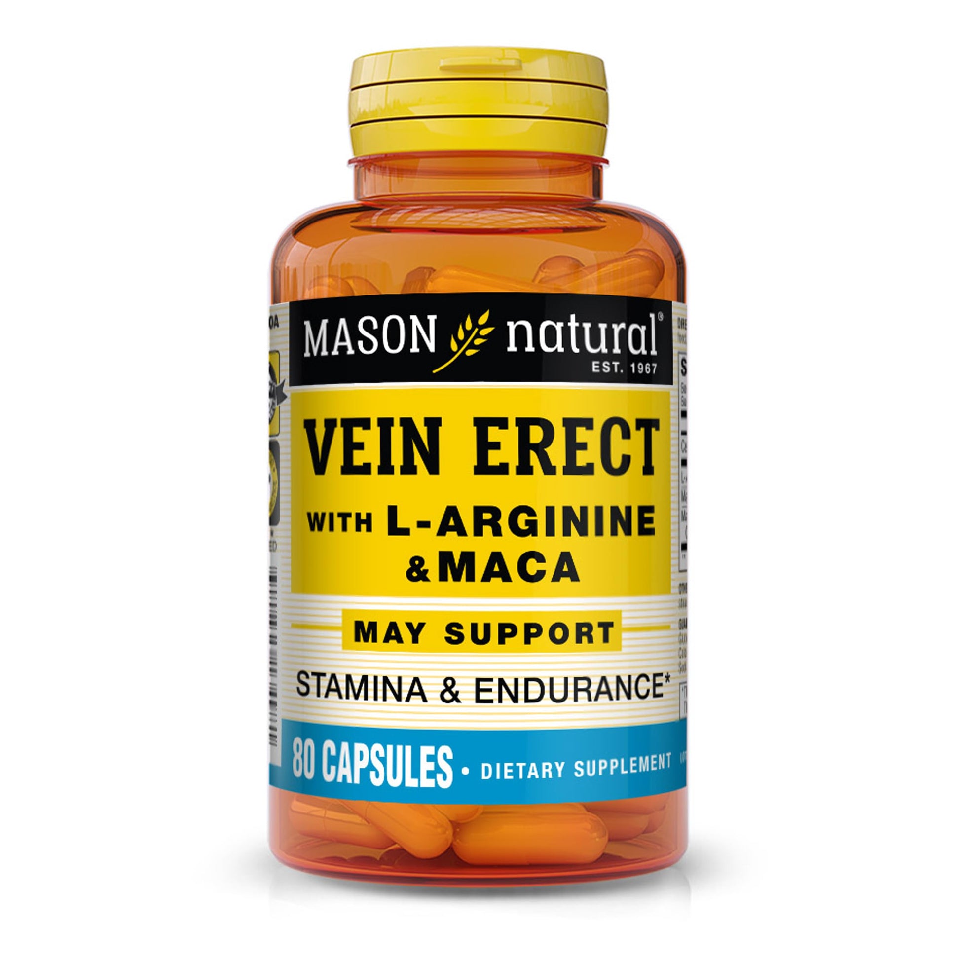 Mason Natural Vein Erect with L-Arginine and Maca Capsule, 80 Capsules