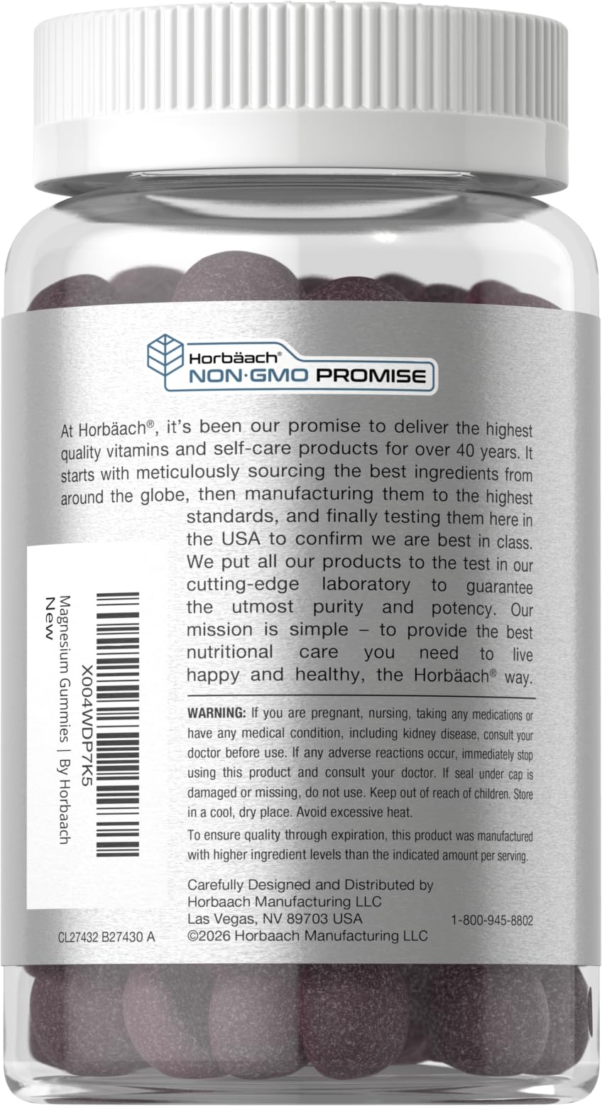 Horbäach Magnesium Glycinate Gummies 60 Count