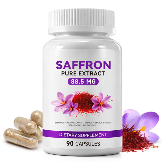 Daiasns Saffron Supplements 100% Organic Saffron Extract 88.5mg per Serving with Crocins, Safranal & Safromotivines Supports Mood, Energy, Vision & Focus for Men & Women, 90 Capsules