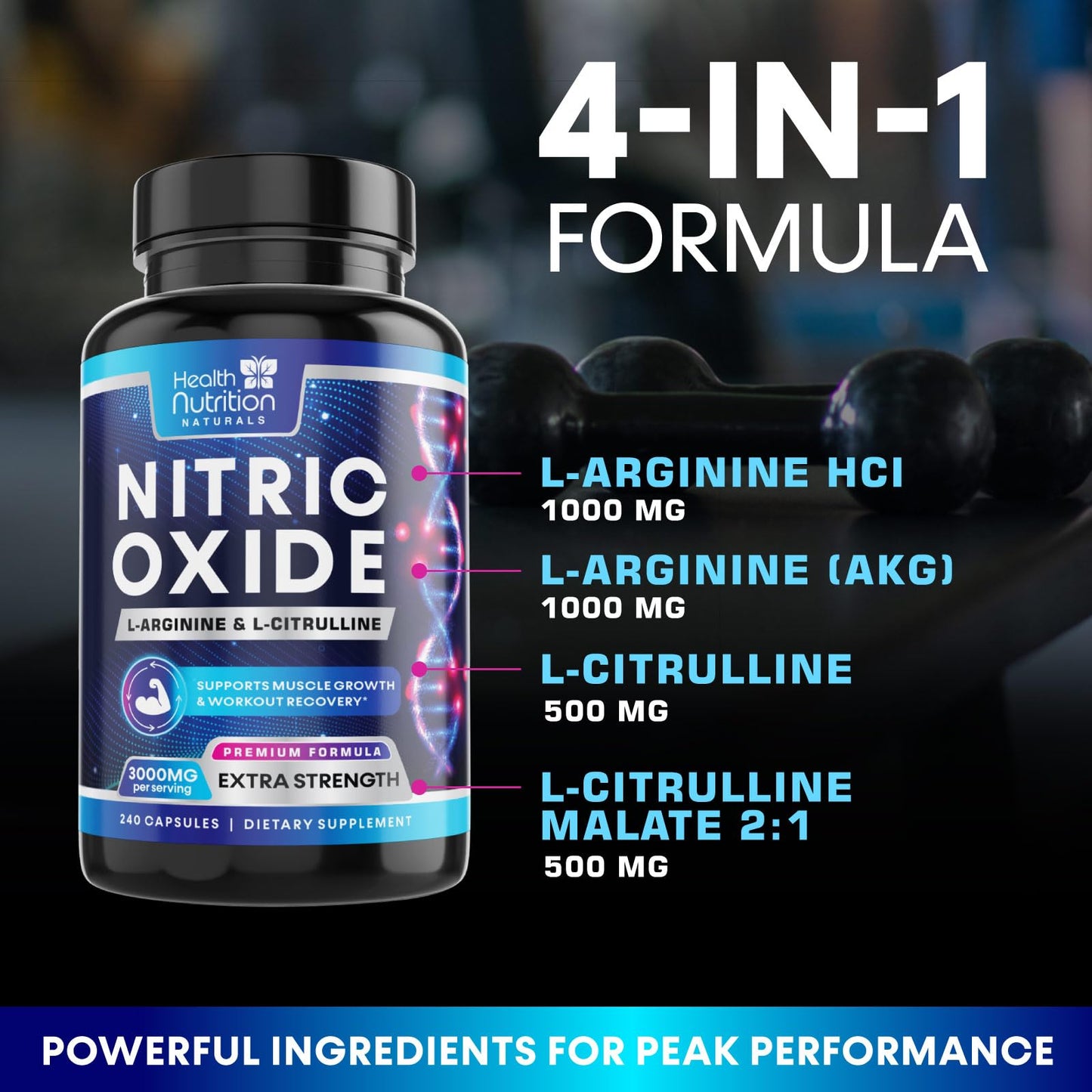 Health Nutrition Naturals Nitric Oxide Booster Capsule, 240 Capsules