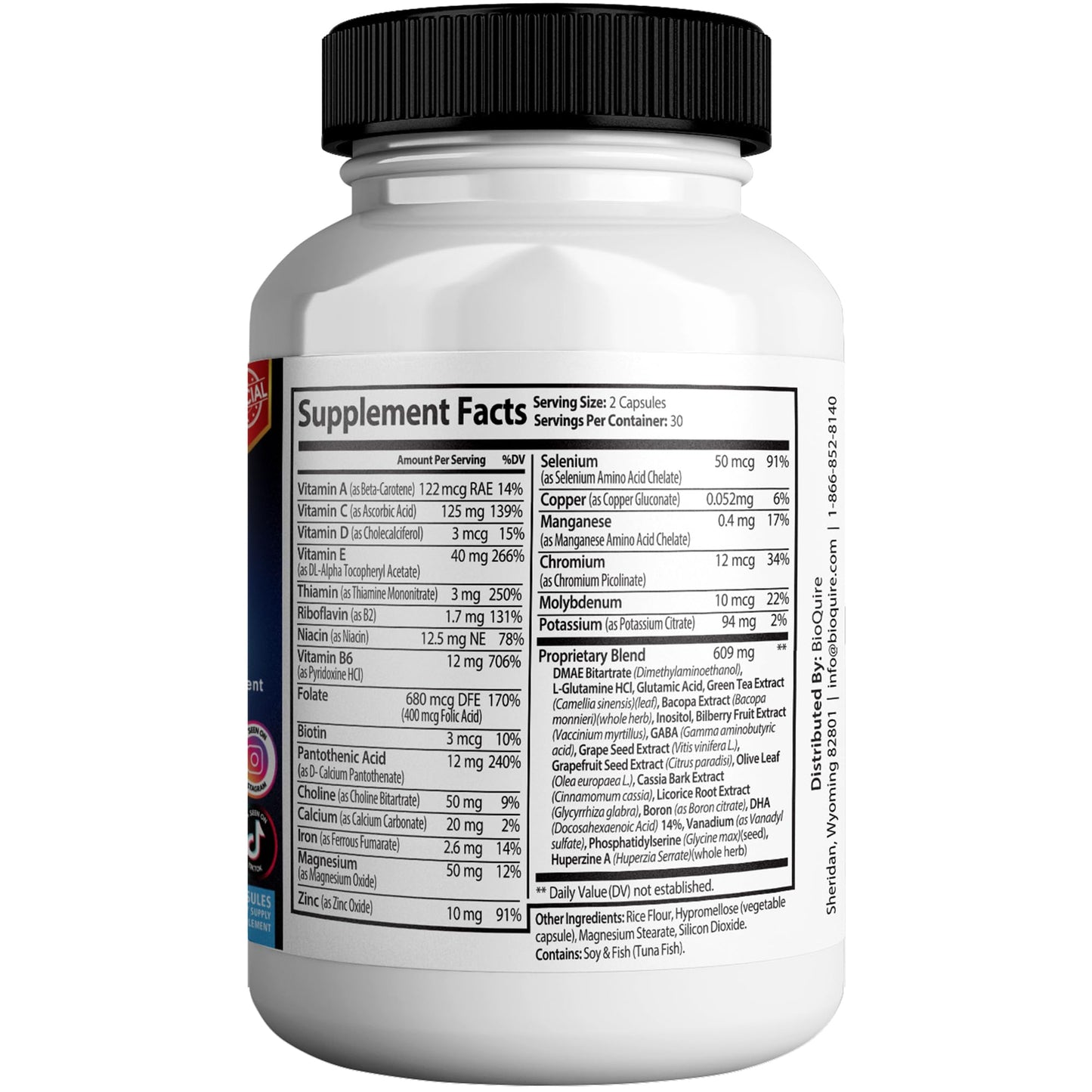 BIOQUIRE CogniStrong Max Extra Strength Memory and Focus Supplement Capsules 60