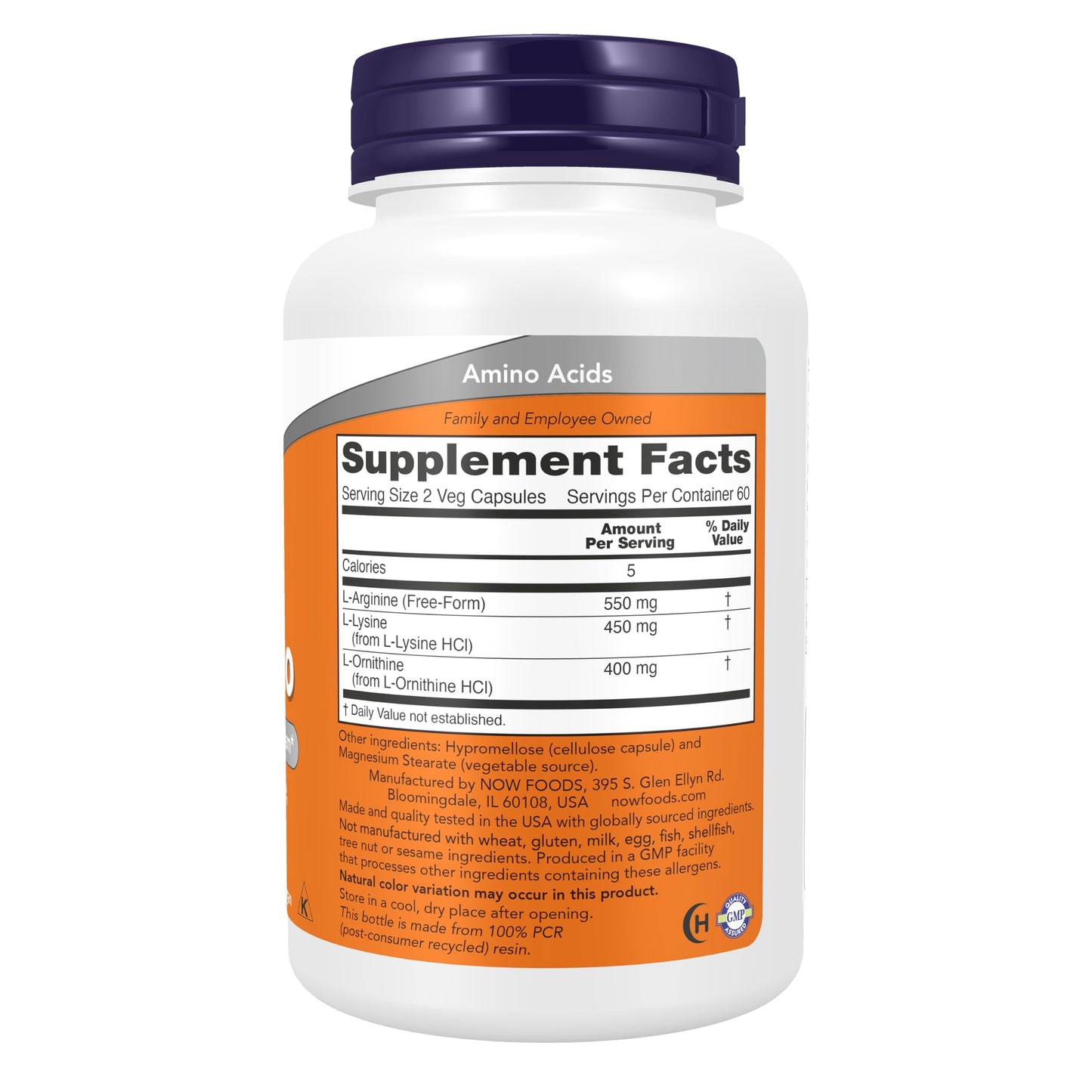 NOW Foods Tri-Amino with L-Arginine, L-Ornithine, L-Lysine, 120 Capsules
