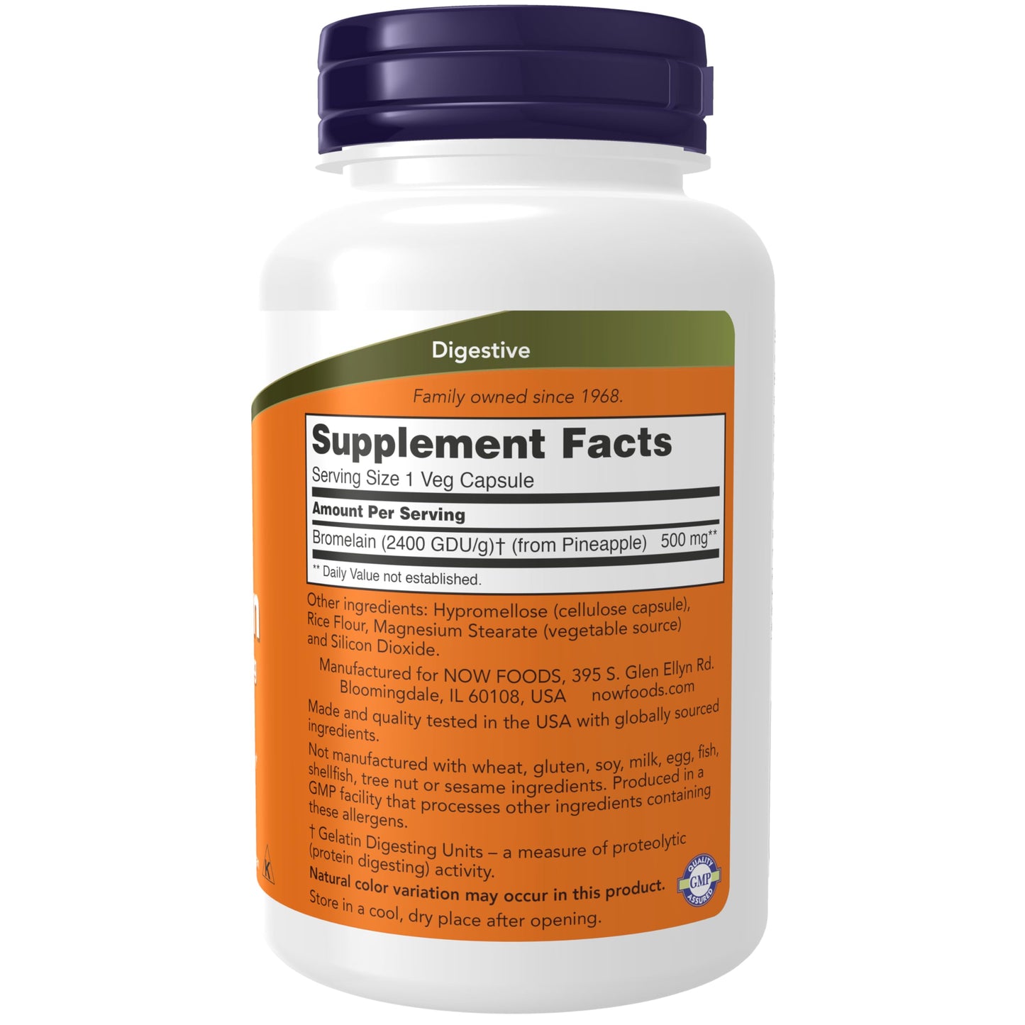 NOW Foods Bromelain (Natural Proteolytic Enzyme) 2,400 GDU/g, 500 mg, 120 Veg Capsules