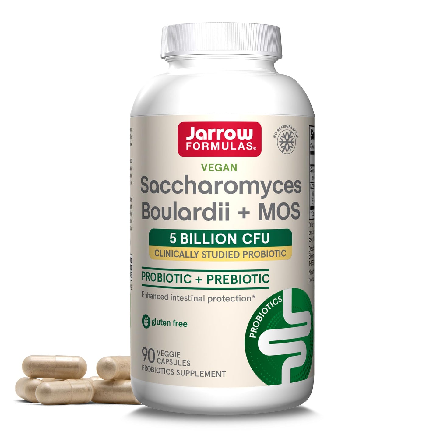 Jarrow Formulas Saccharomyces Boulardii + MOS Probiotics for Digestive Health and Intestinal Tract Support Capsules, 90 Count