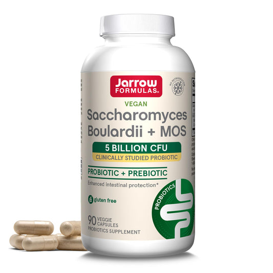 Jarrow Formulas Saccharomyces Boulardii + MOS Probiotics for Digestive Health and Intestinal Tract Support Capsules, 90 Count