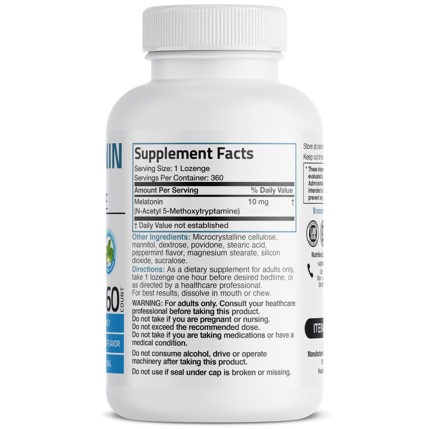 Bronson Melatonin 10 mg Fast Dissolve Peppermint Tablets, 360 Tablets