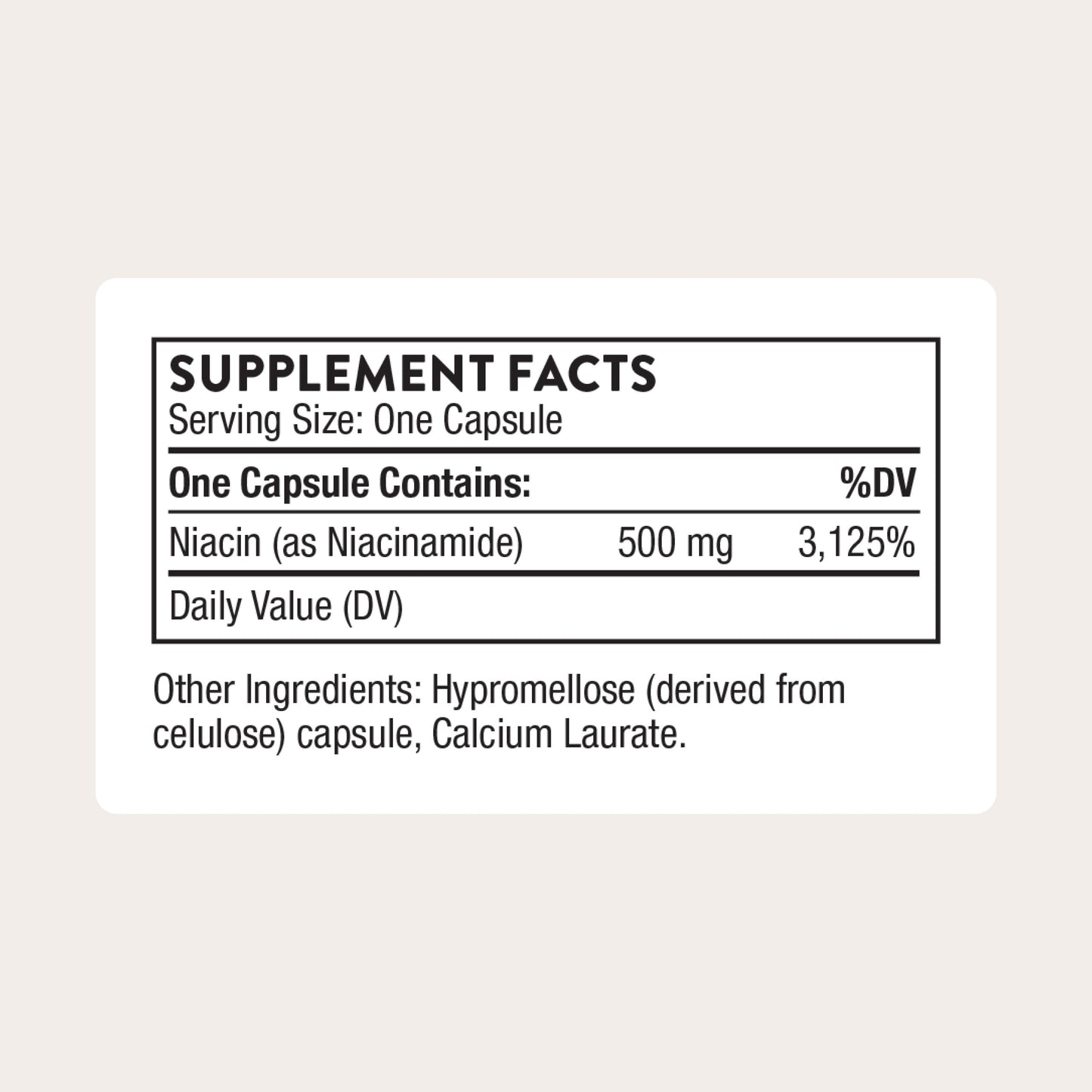THORNE Niacinamide 500 mg Non-Flushing Form of Vitamin B3 180 Capsules