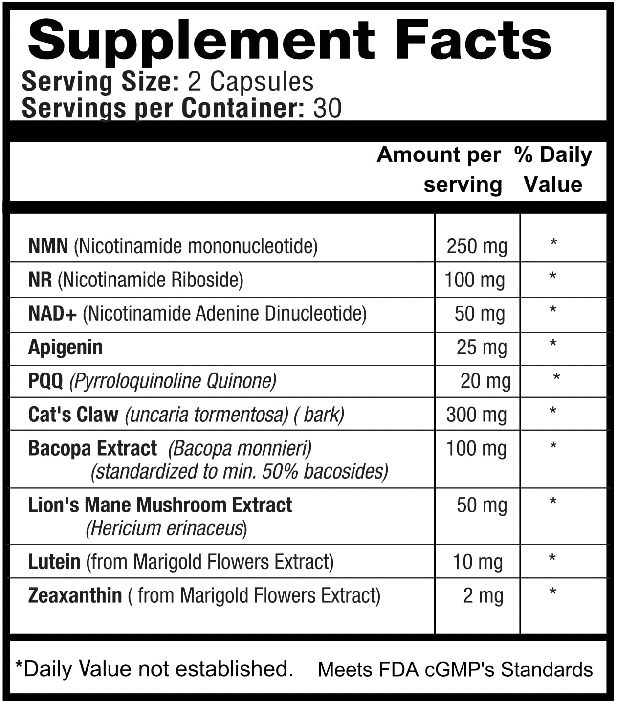 1LifeScience Cognition & Vision Support Supplement NAD+ Support Formula 60 Capsules
