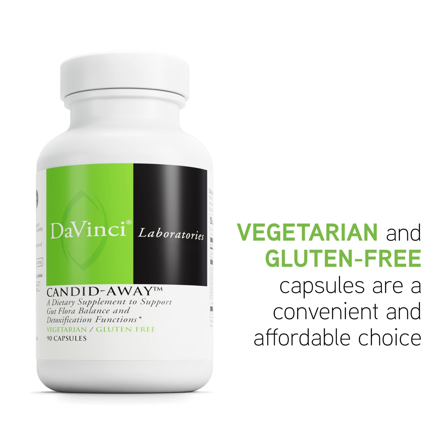 DAVINCI Candid-Away Digestive Gut Health Support, Immune System Support with Digestive Enzymes, Calcium, Magnesium & More*, Capsules, 90