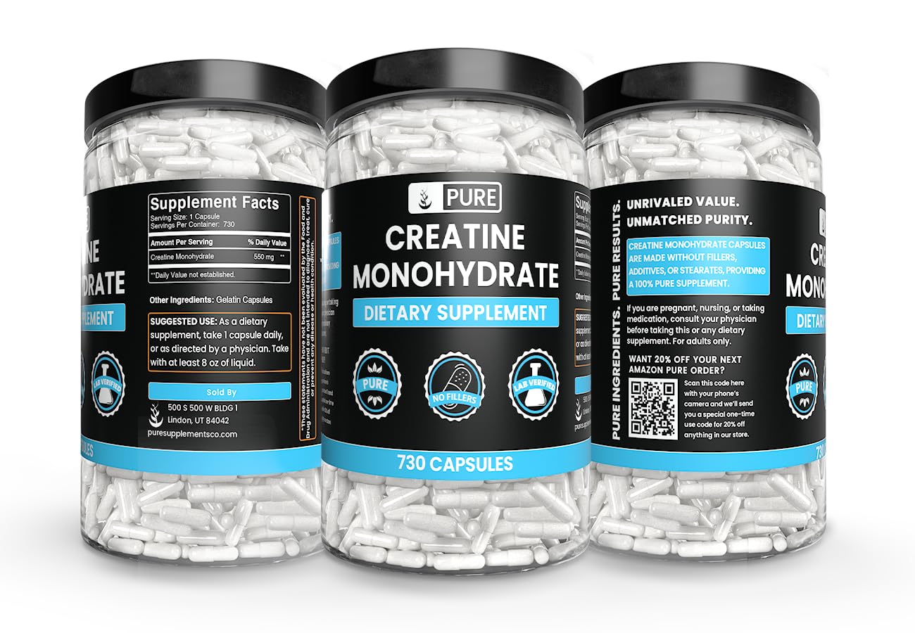 Pure Original Ingredients Creatine Monohydrate Capsules 730