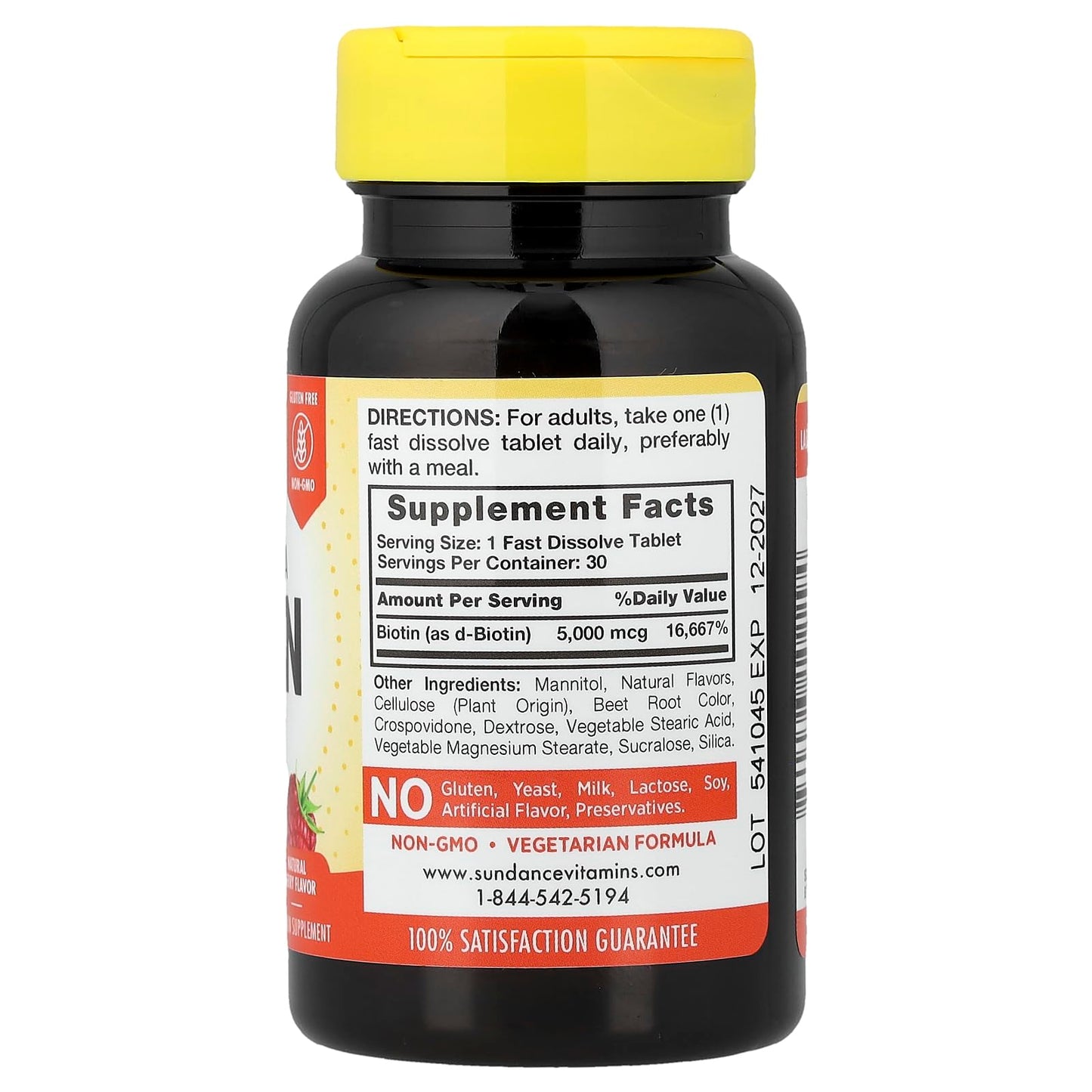 Sundance Biotin 5000mcg Tablet Fast Dissolve, 30 Count