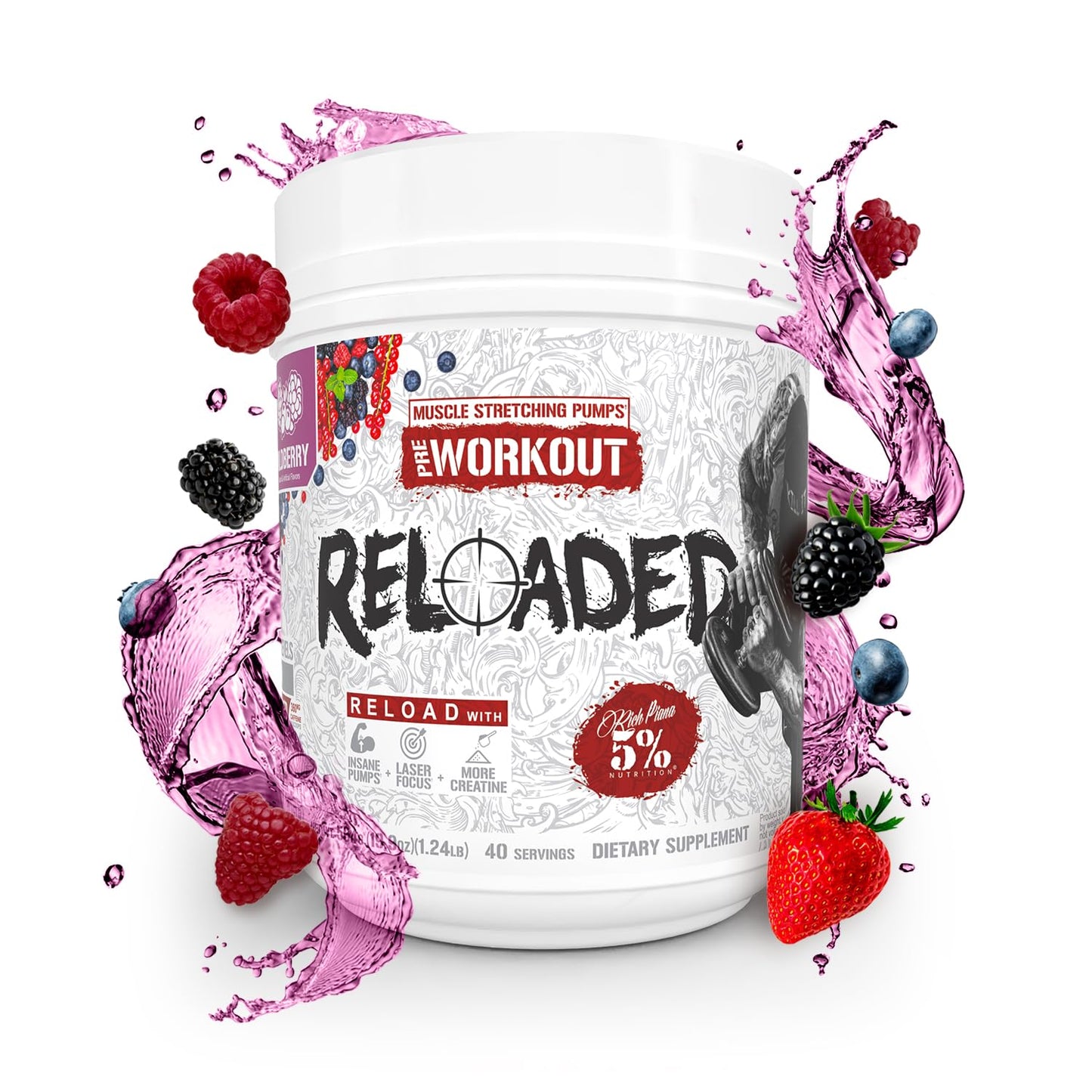 5% Nutrition Reloaded High Stim Pre-Workout Powder 18.9