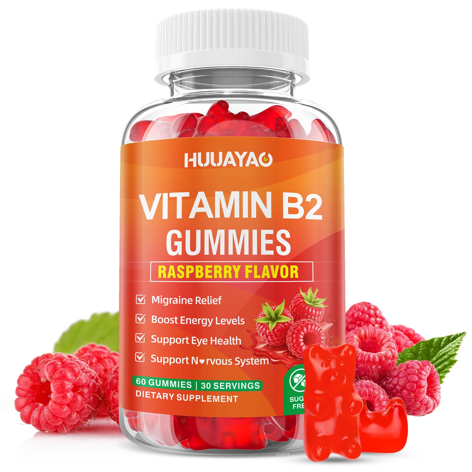 HUUAYAO Vitamin B2 Gummies 60 Count