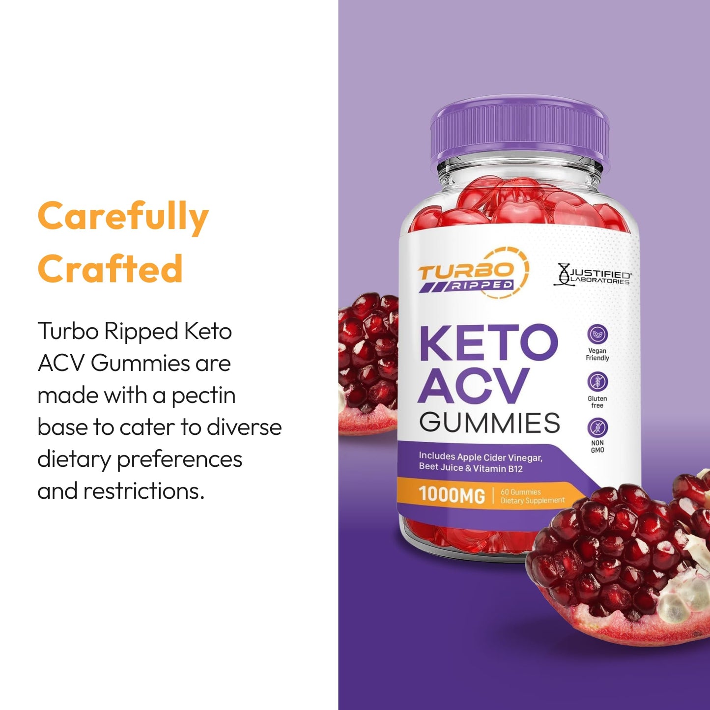 Justified Laboratories Turbo Ripped Keto ACV Gummies (1000 mg) 60 Count