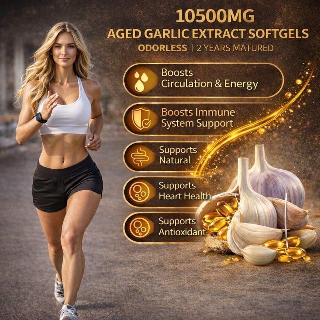 Prestige Supply Aged Garlic Extract Odorless Garlic Supplements with Magnesium, Chromium, B1 & B9 Softgels 300 Count