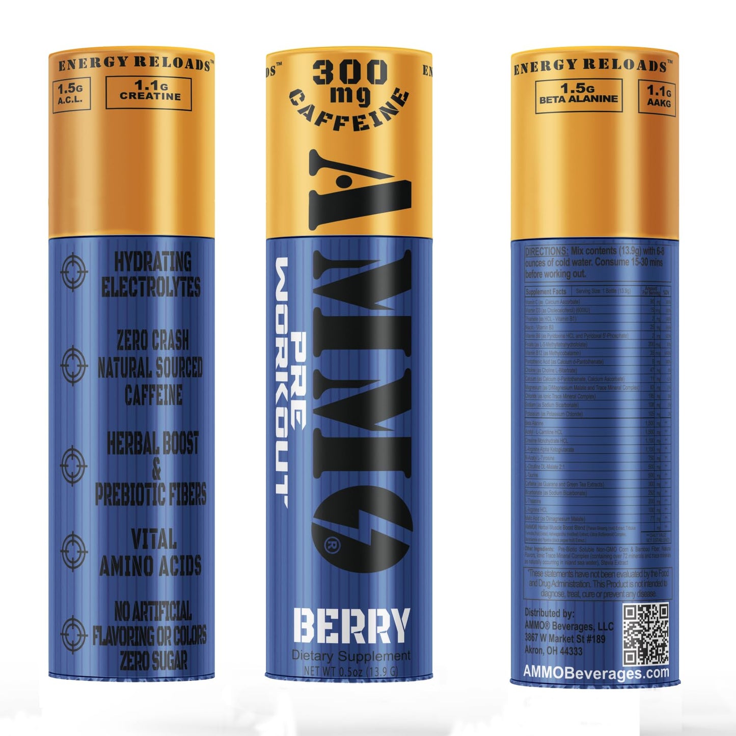 AMMO Pre Workout Berry Powder 96 Servings