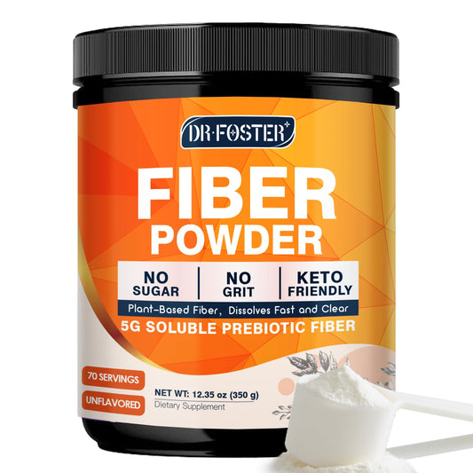 DRFOSTER Prebiotic Fiber Powder Unflavored, Soluble Fiber Supplement with Acacia Fiber & Inulin, 12.35 oz