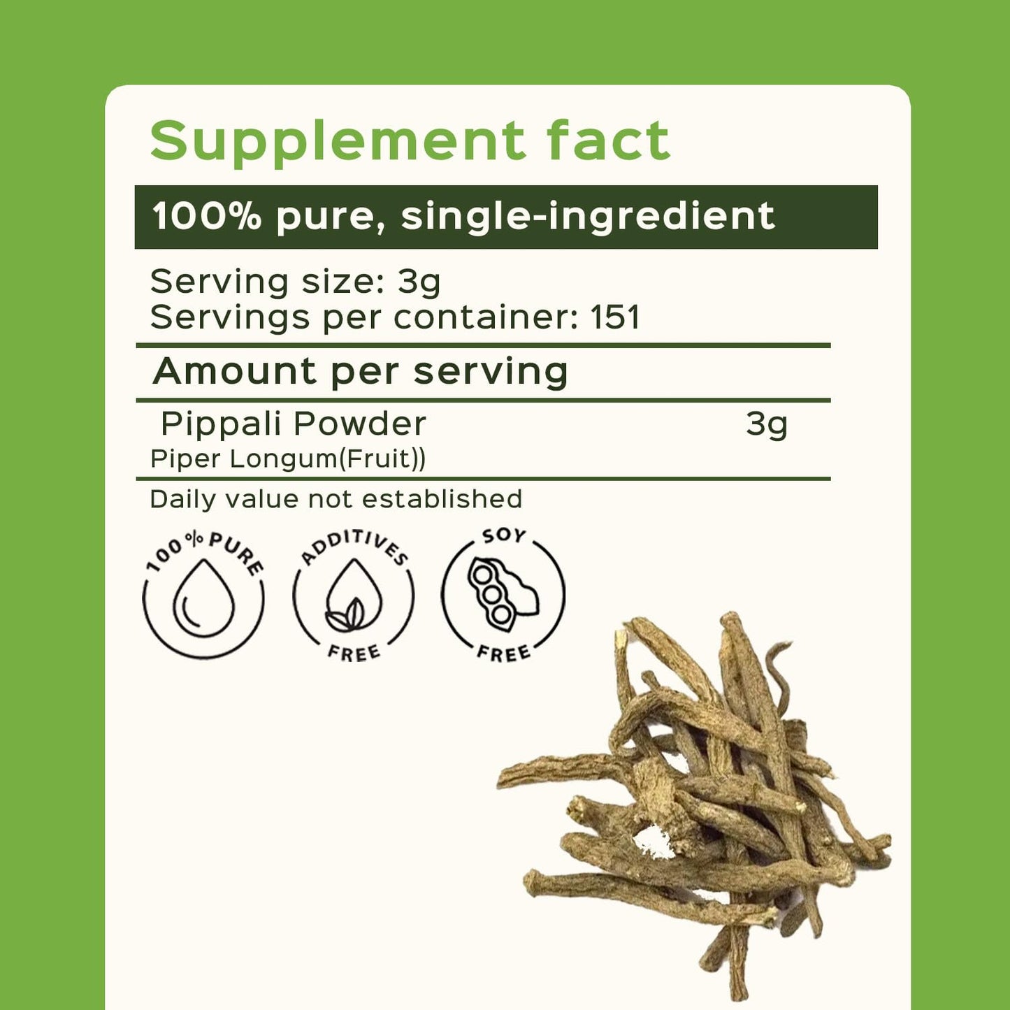 bixa BOTANICAL Long Pepper Powder Pippali (Piper Longum) Ayurvedic Supplement & Meat Seasoning, 16 oz