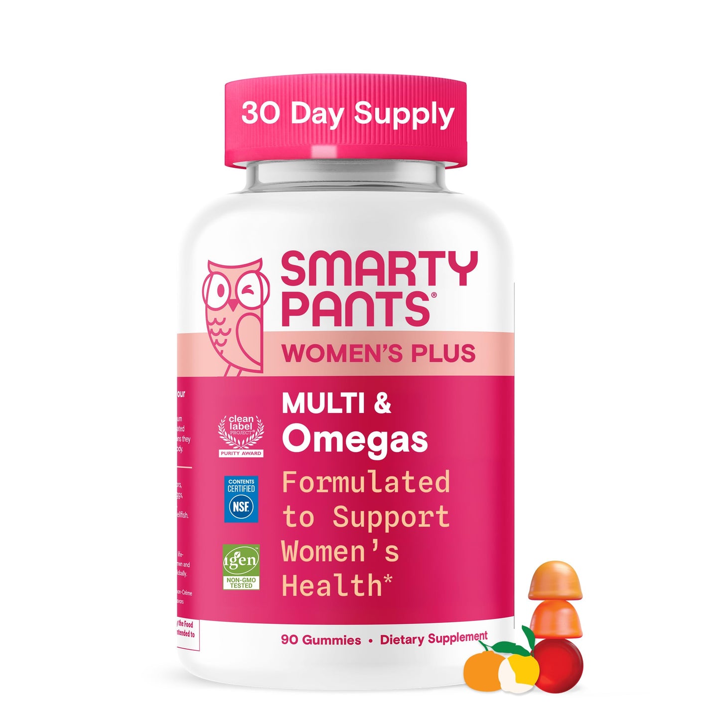 SmartyPants Women's Multivitamin Gummies, Omega 3 DHA/EPA, Methylfolate, CoQ10, Vitamin D3, C, B12, B6, A, K, Zinc, 90 Count