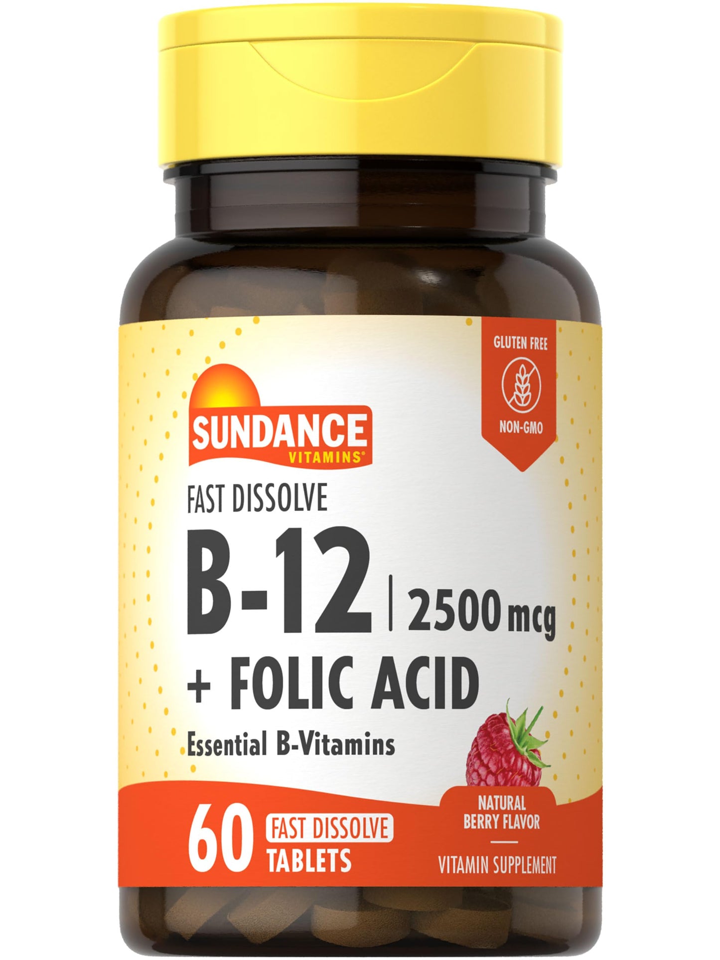 Sundance Vitamin B-12 with Folic Acid 2500mcg Fast Dissolve Tablet, 60 Count
