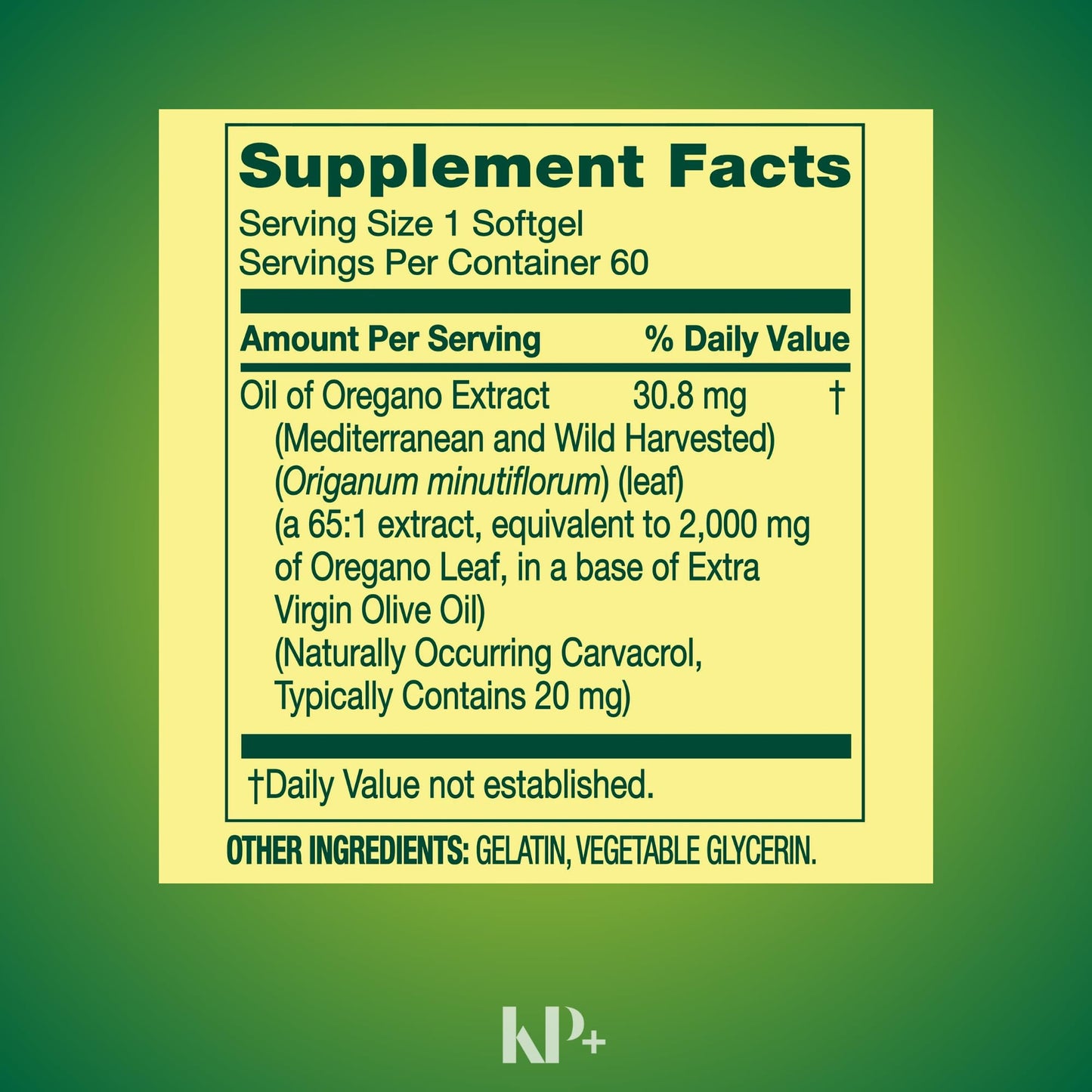 KP+ Oil of Oregano Extract Softgels 120