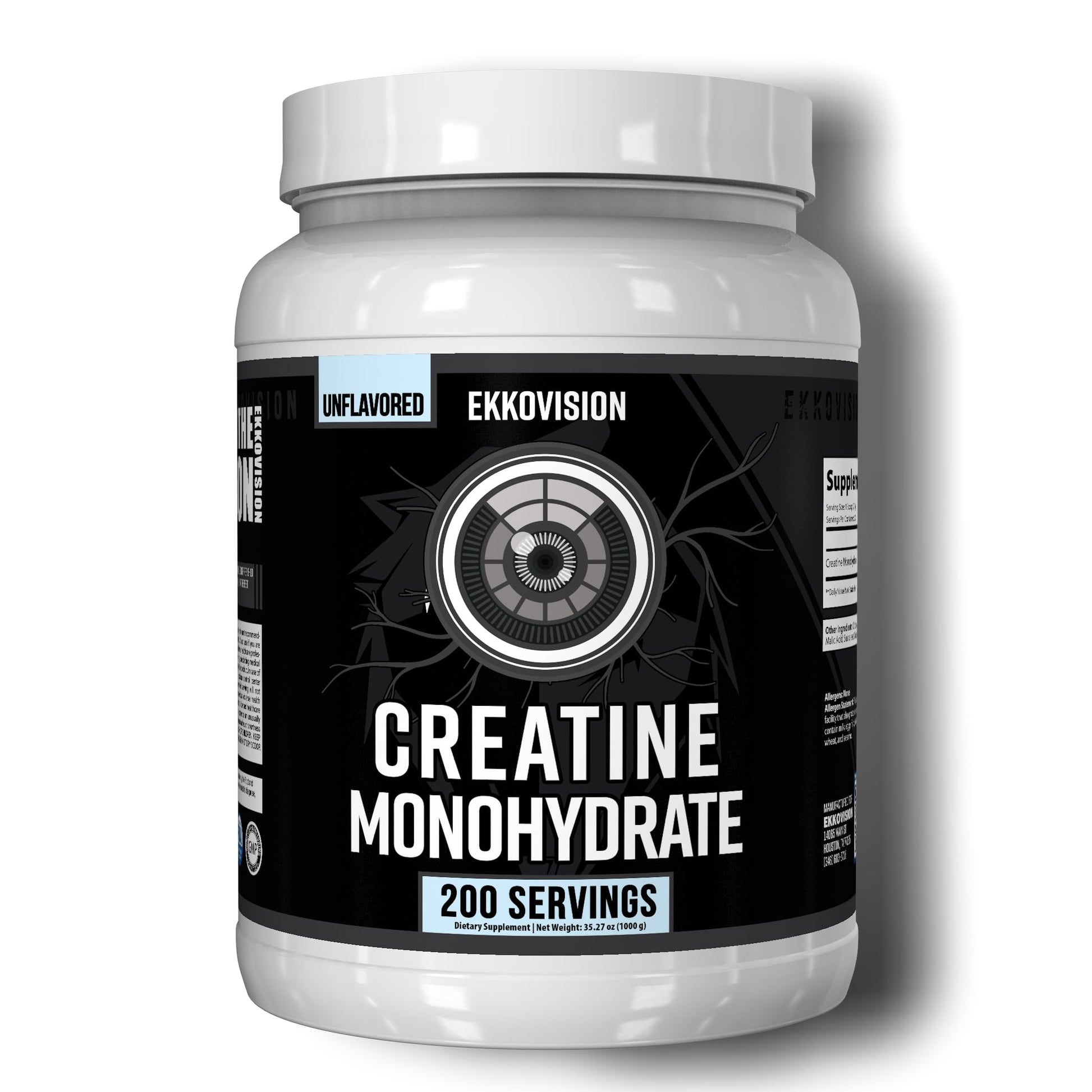 Ekkovision Creatine Monohydrate Powder, Micronized, Unflavored, 200 Servings