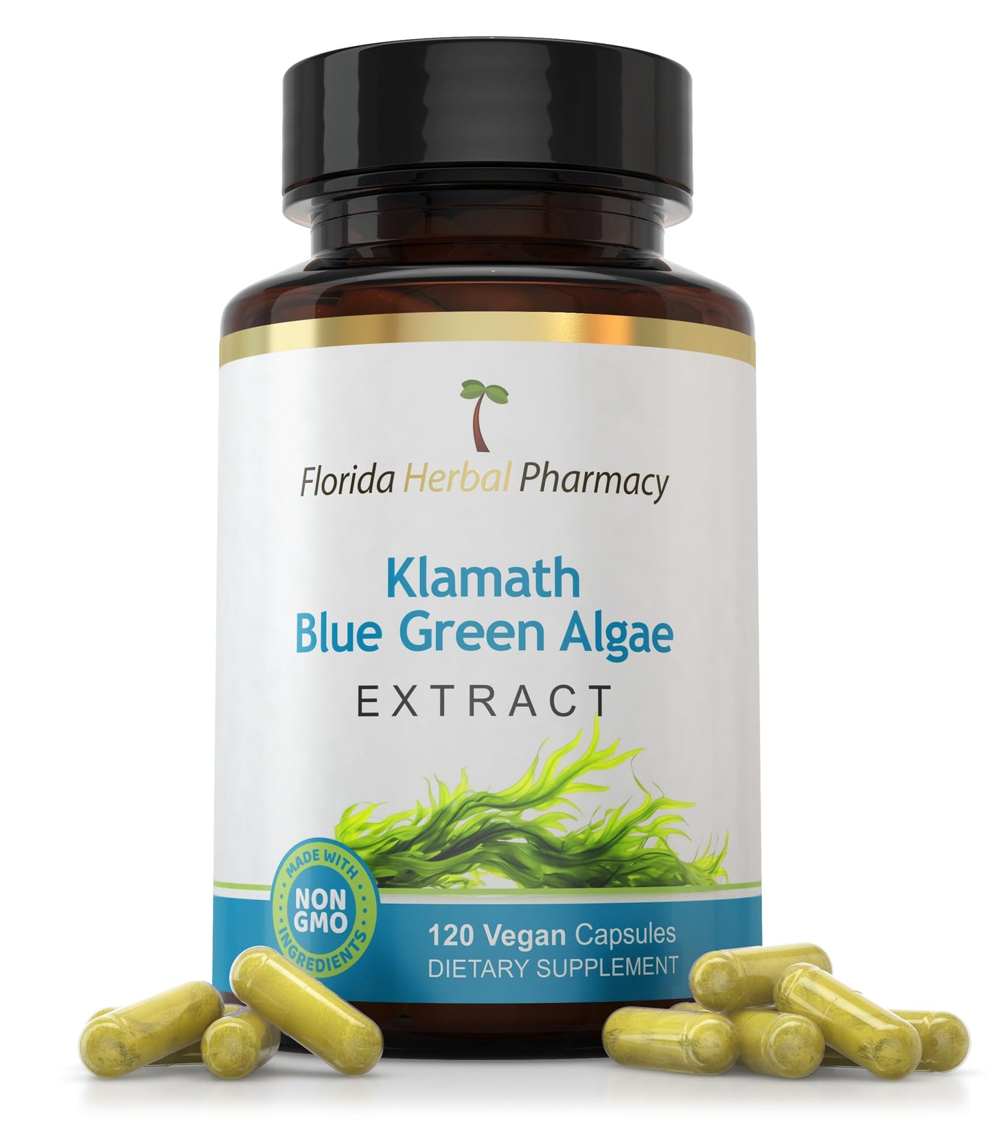 Florida Herbal Pharmacy Klamath Blue Green Algae Extract Supplement 10:1 Capsules, 120 Count