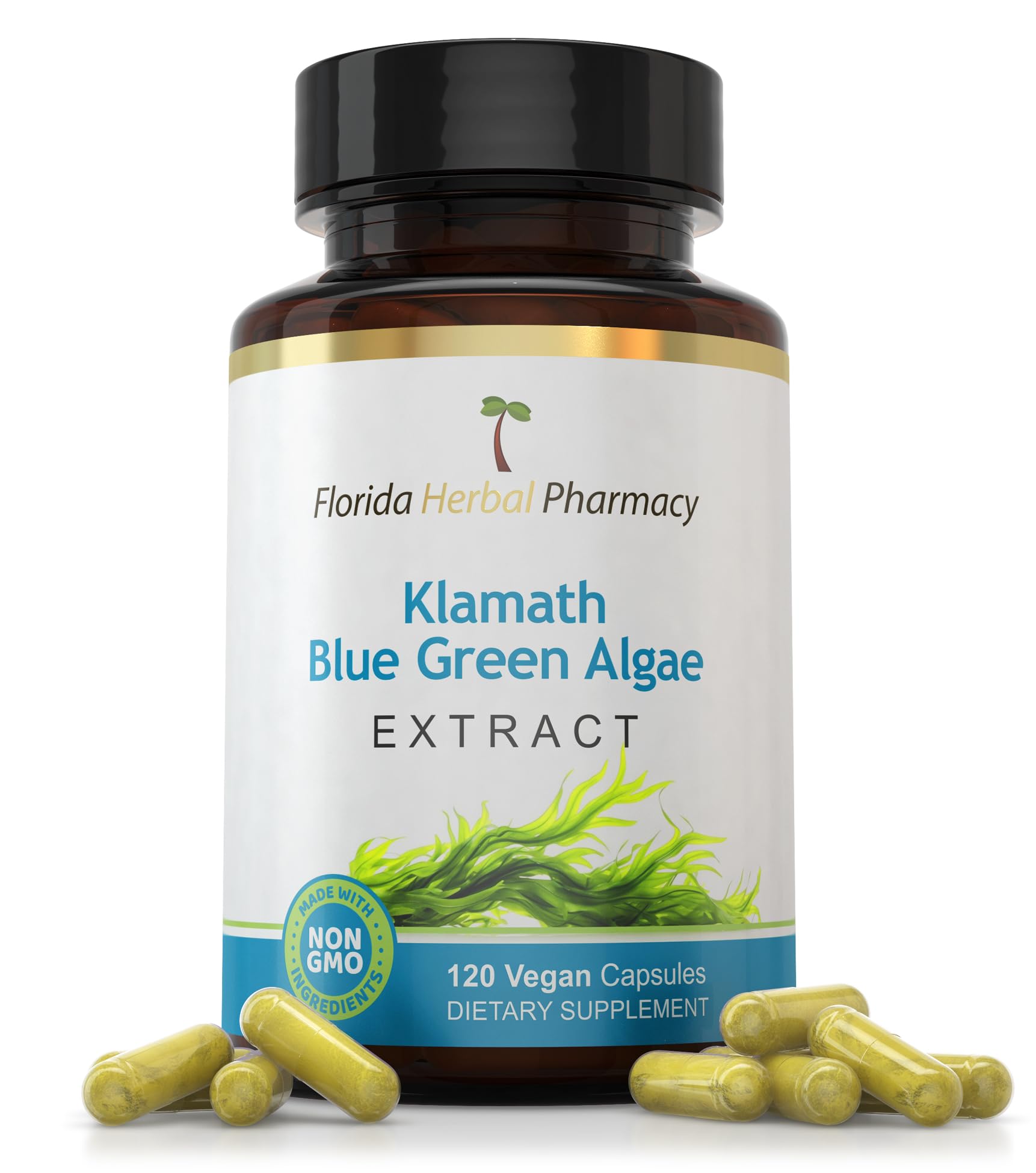 Florida Herbal Pharmacy Klamath Blue Green Algae Extract Supplement 10:1 Capsules, 120 Count