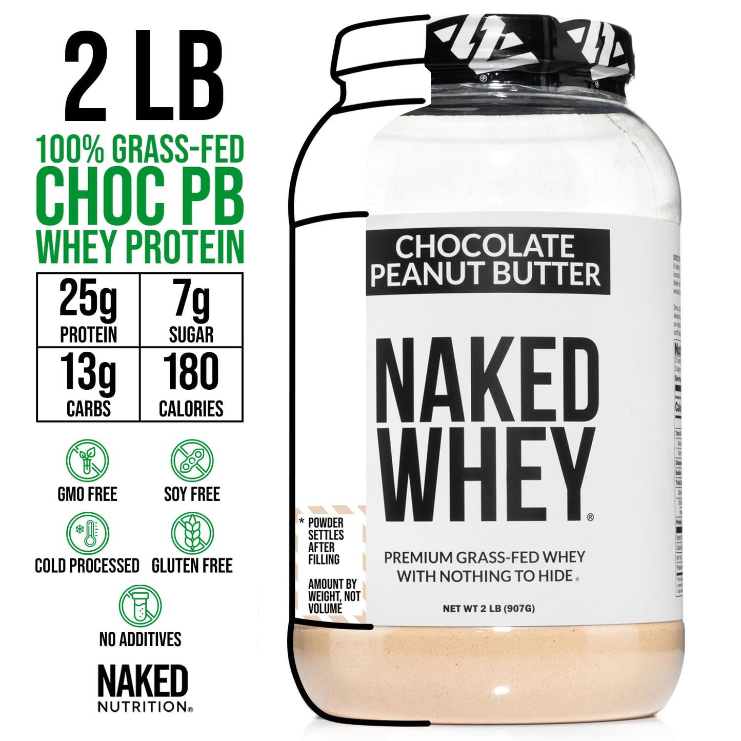 NAKED Whey Chocolate Peanut Butter Protein Powder, 32 Servings