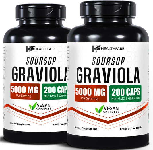 Healthfare Graviola Soursop Extract 5000mg Annona Muricata Capsules, 400 Count