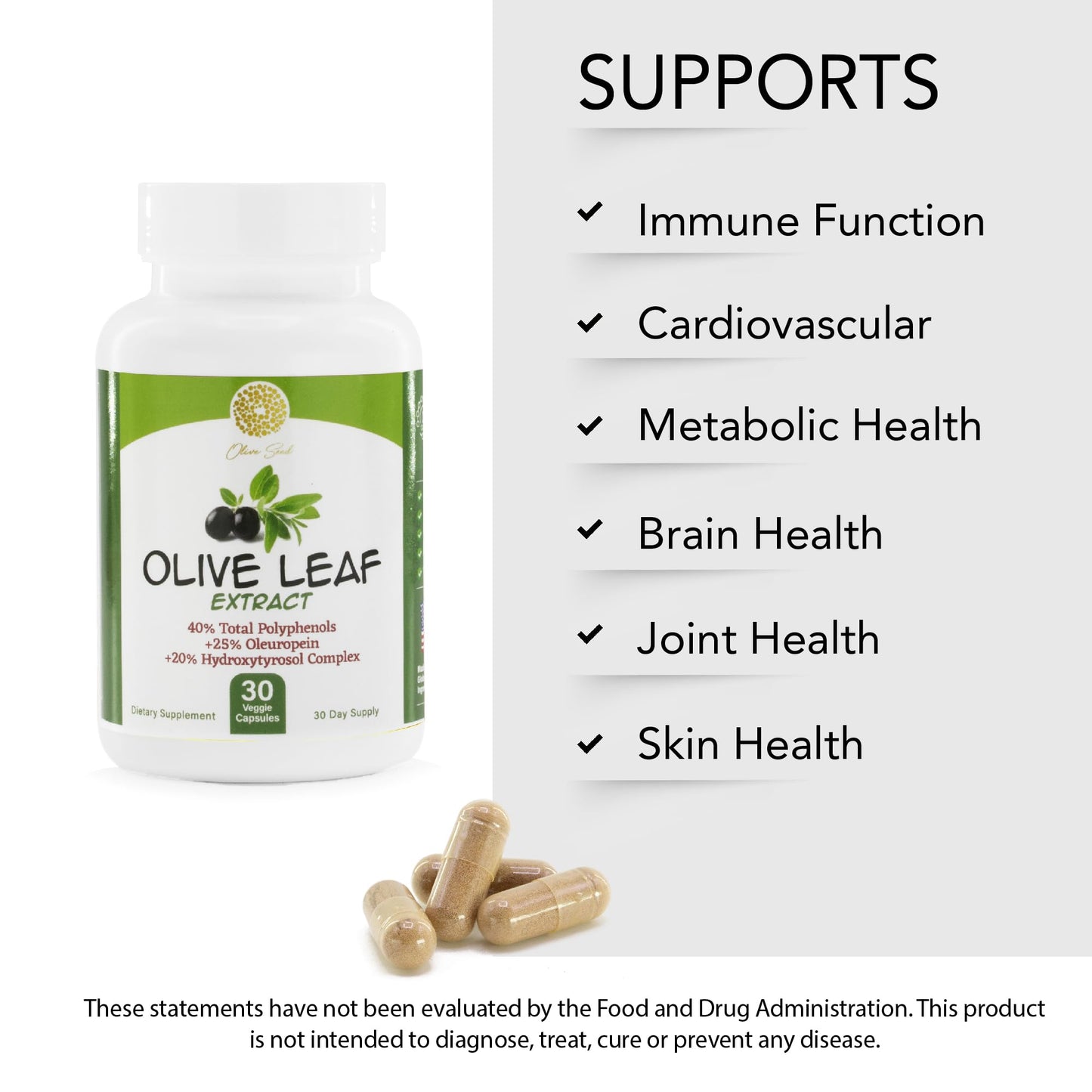 Olive Seed Olive Leaf Extract 500mg Capsule, 30 Capsules