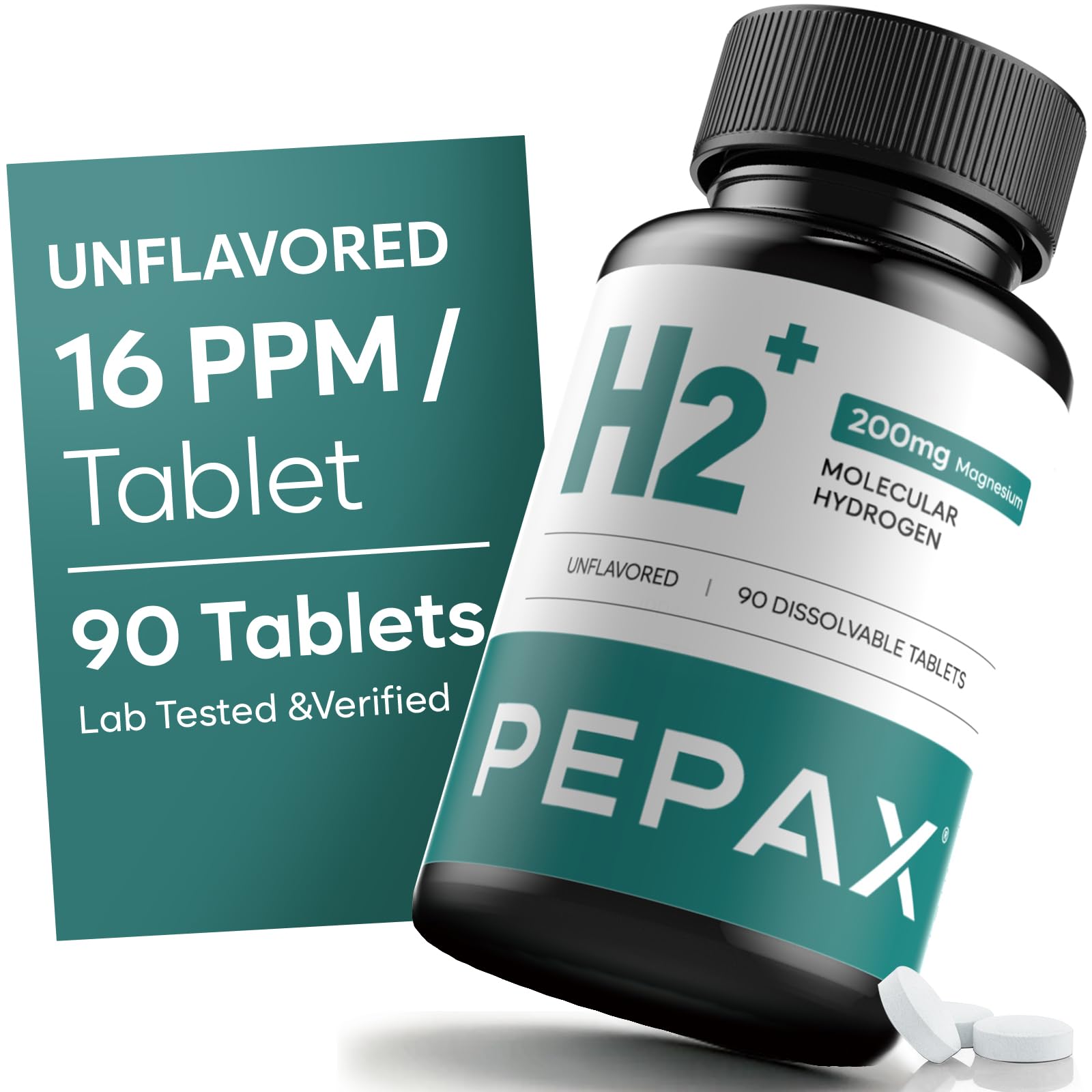 PEPAX H2 Molecular Hydrogen Tablets with Magnesium, 90 Tablets