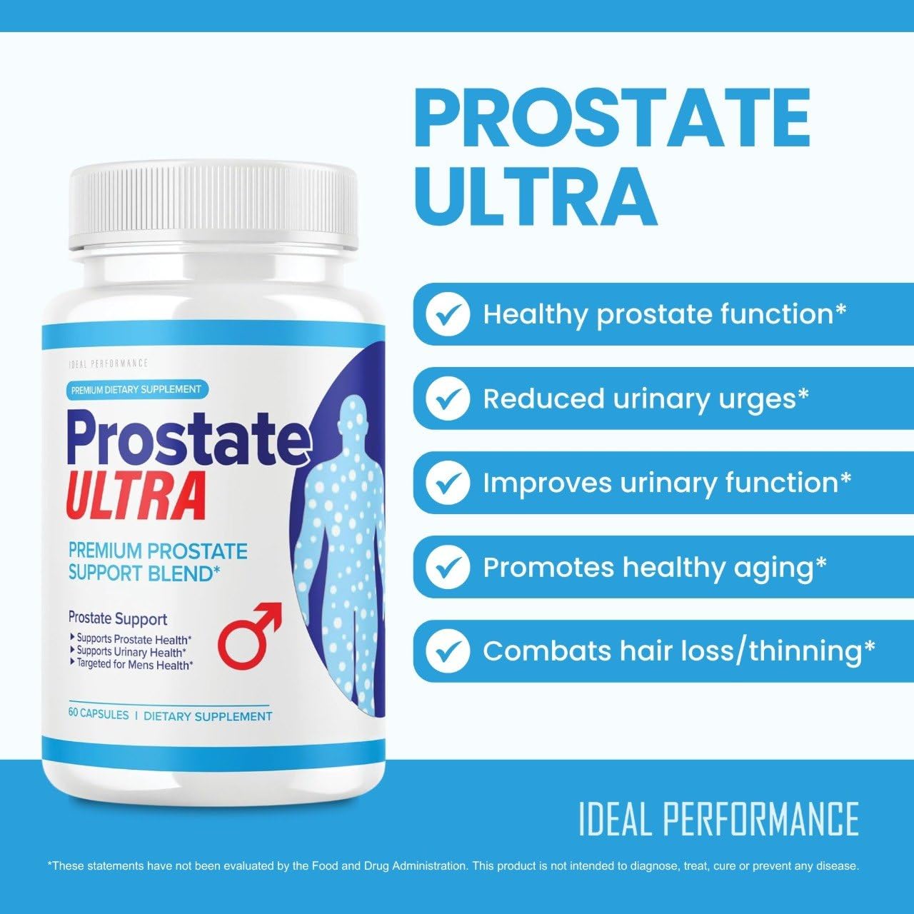 IDEAL PERFORMANCE Prostate Ultra Supplements for Men Prostate Health Formula Capsules, 180 Capsules