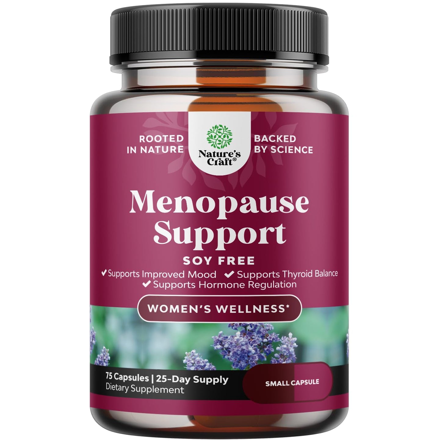 Natures Craft Complete Herbal Menopause Supplement for Women Capsules Soy Free Female Hormone Balance with Dong Quai, Chaste Berry & Black Cohosh Root, 75 Count