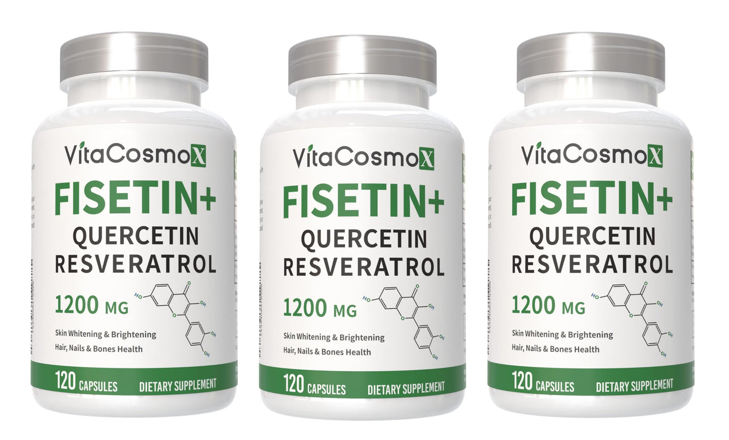 VitaCosmoX Fisetin Quercetin Resveratrol Supplement Capsule 120 Count