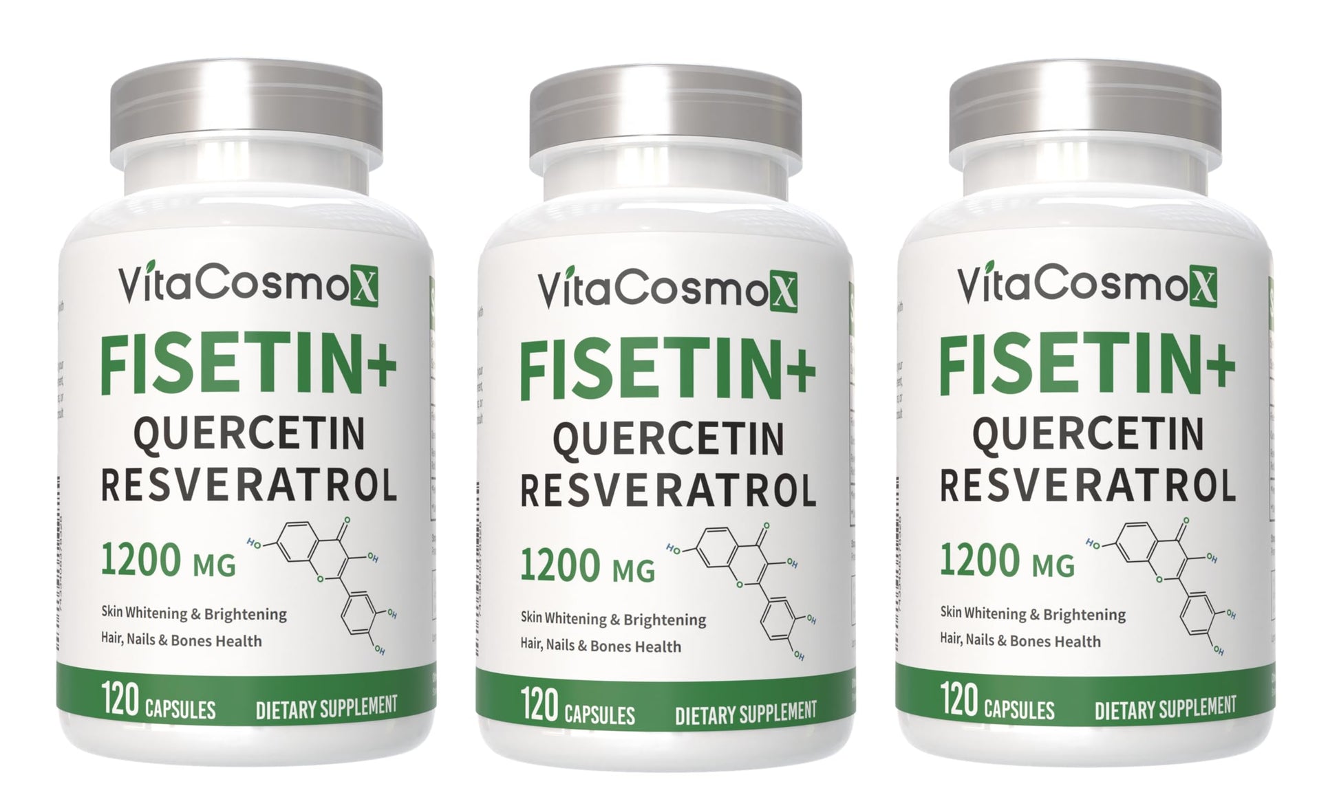VitaCosmoX Fisetin Quercetin Resveratrol Supplement Capsule 120 Count
