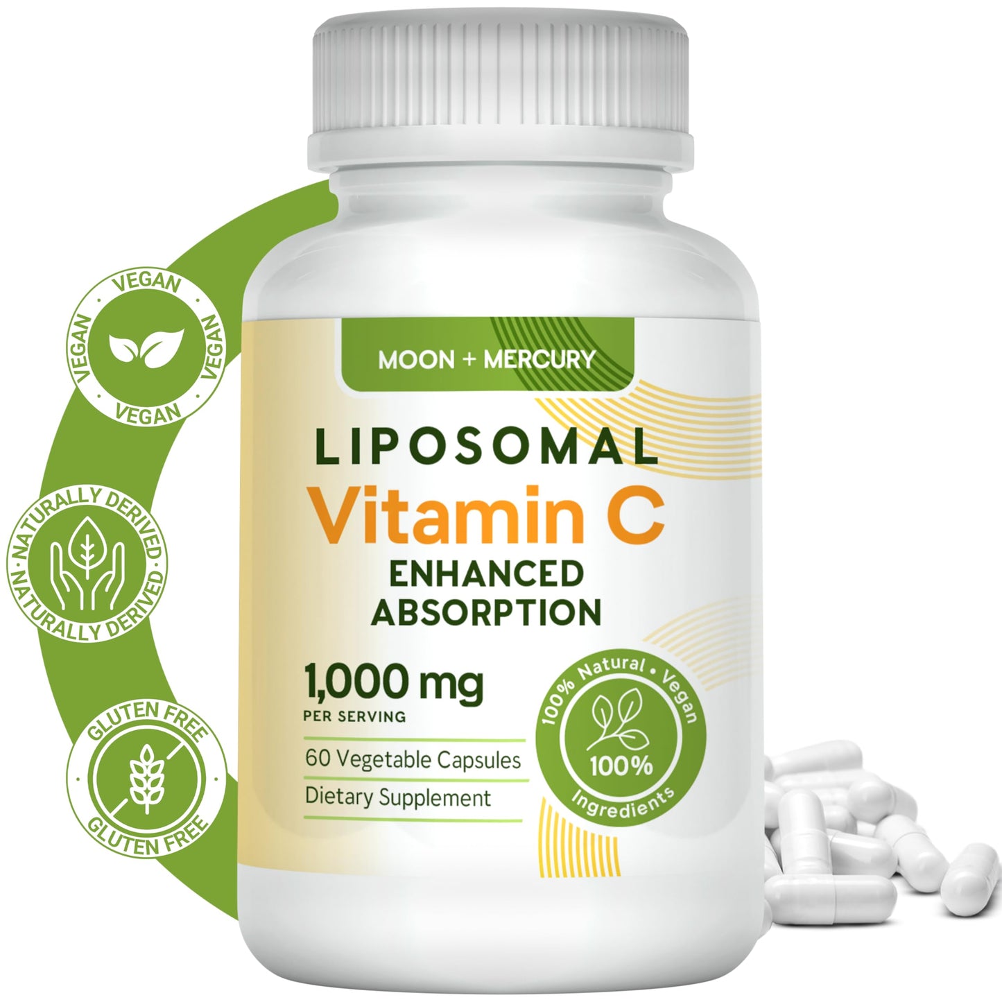 Moon + Mercury Liposomal Vitamin C 1000mg Capsule, 1 Count